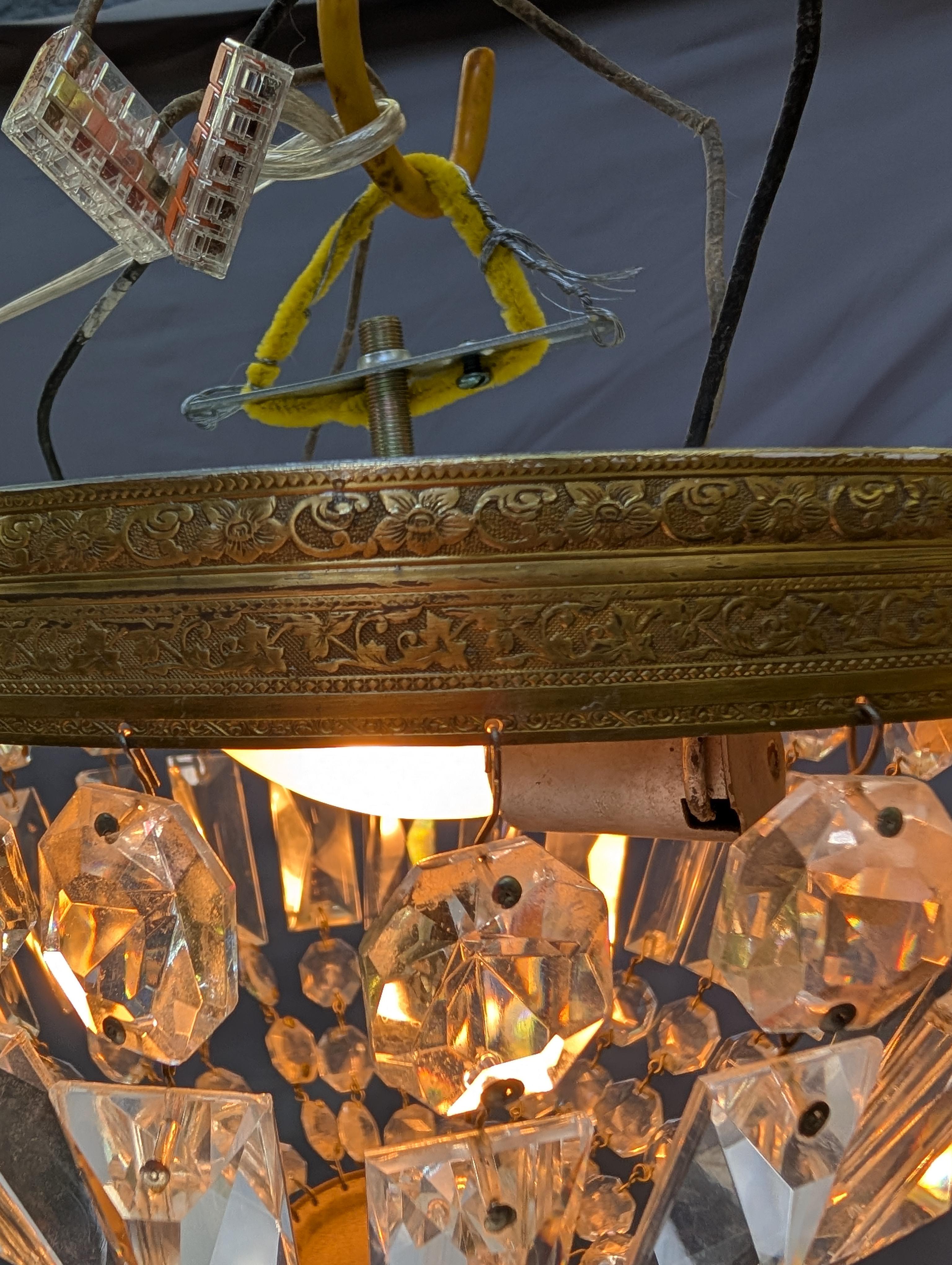 Laiton Luminaire affleurant en laiton et cristal en vente