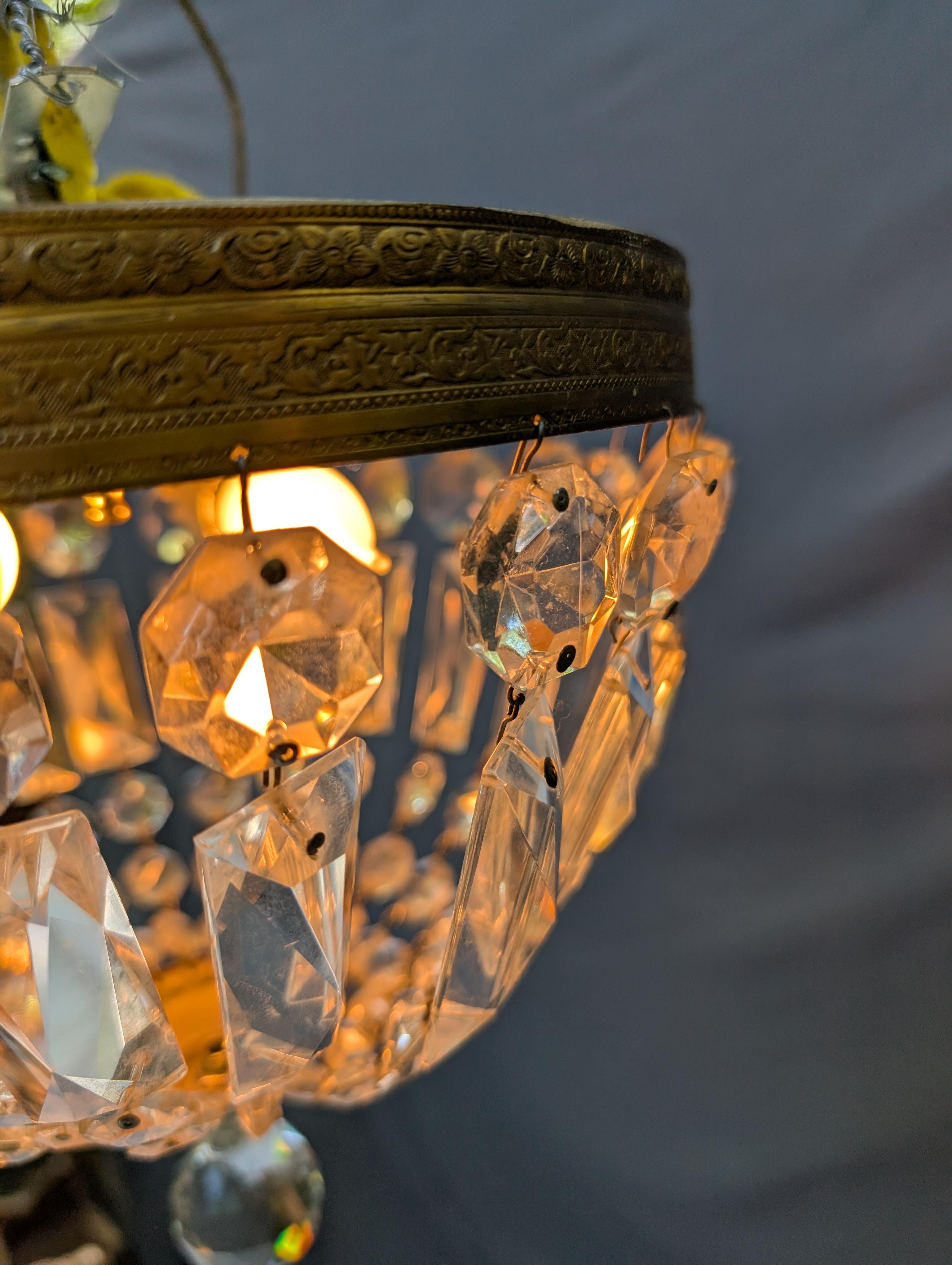 Luminaire affleurant en laiton et cristal en vente 1