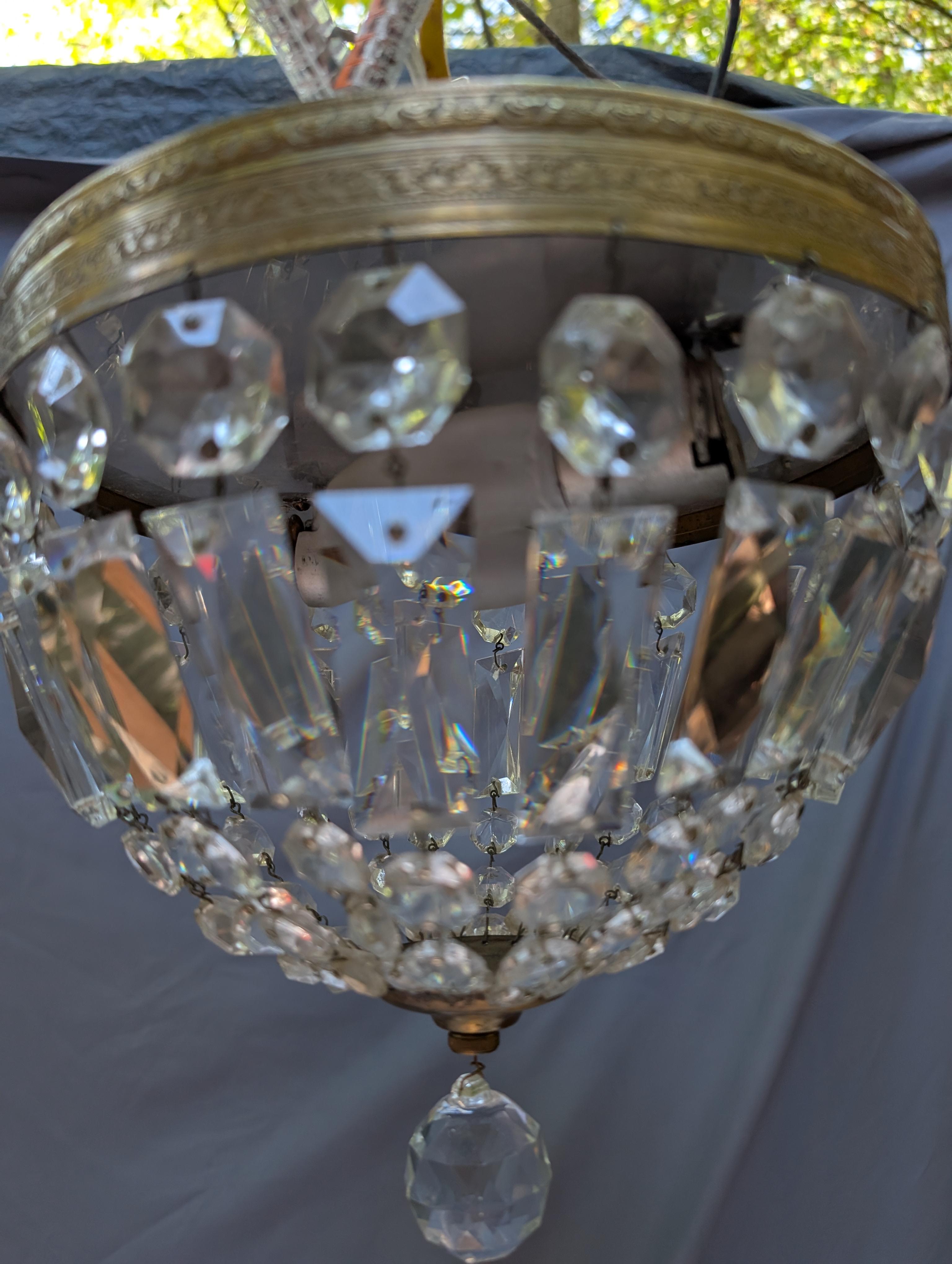 Luminaire affleurant en laiton et cristal en vente 2