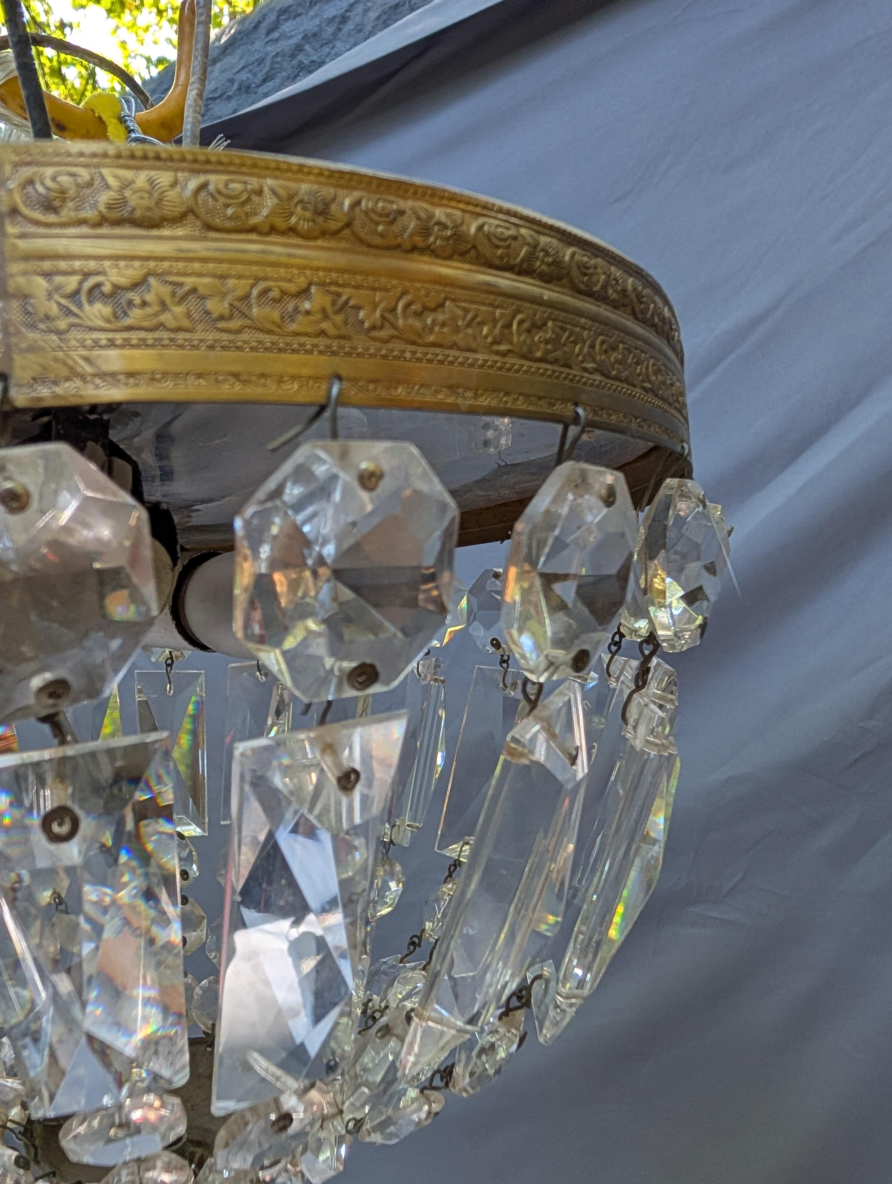 Luminaire affleurant en laiton et cristal en vente 3