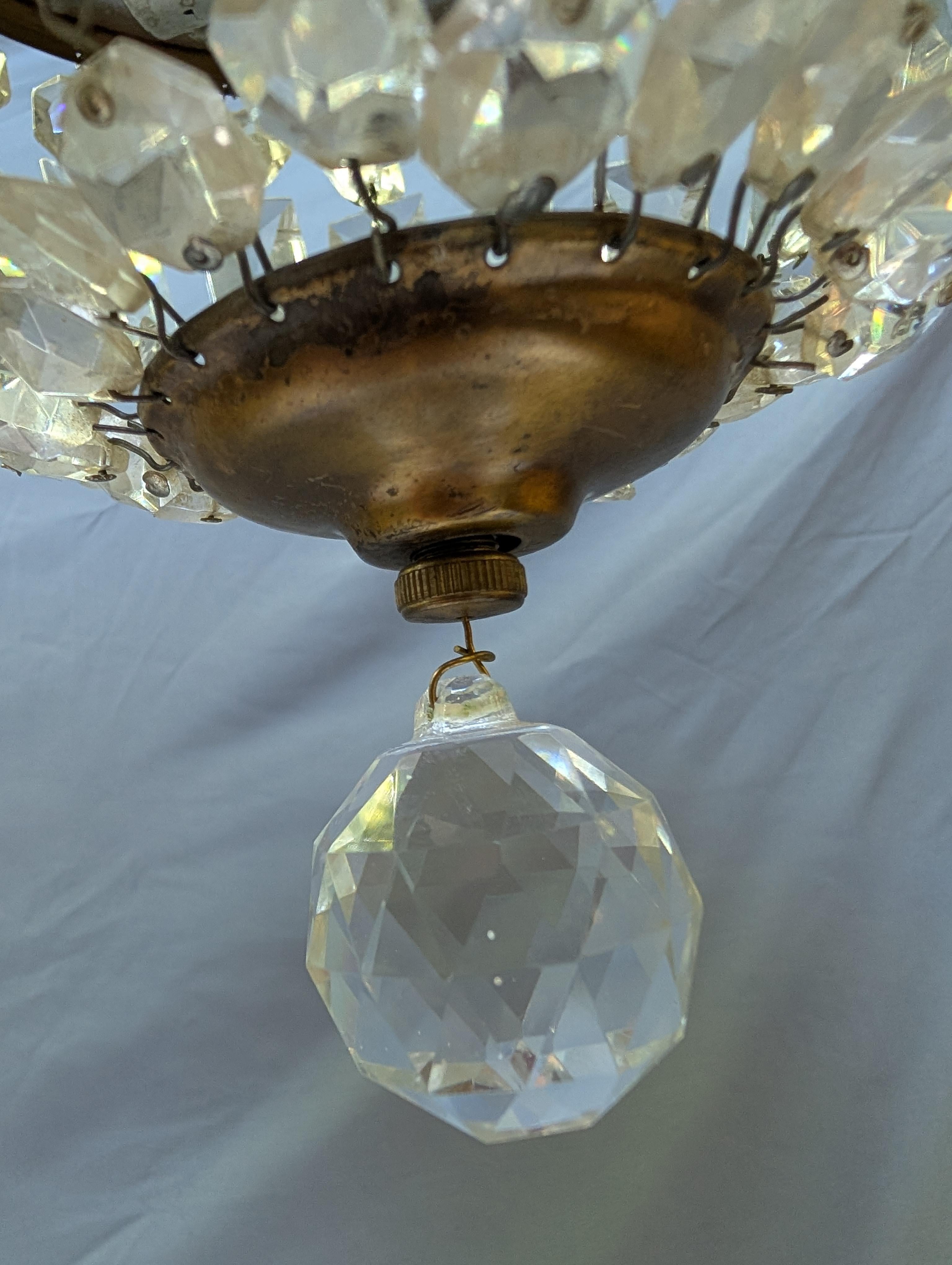 Luminaire affleurant en laiton et cristal en vente 4