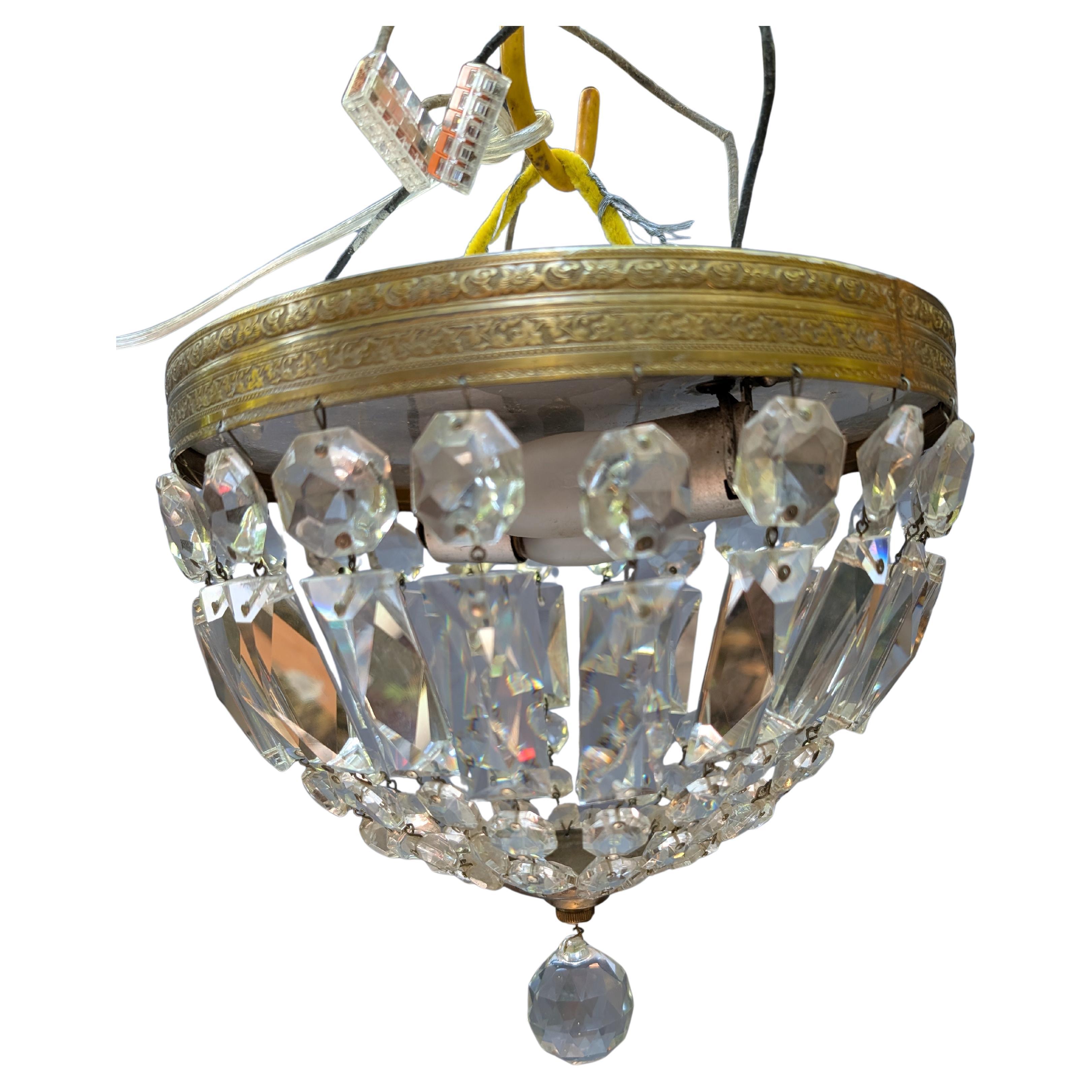 Luminaire affleurant en laiton et cristal en vente