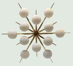 Flushmount Brass and Glass Starburst, Italy