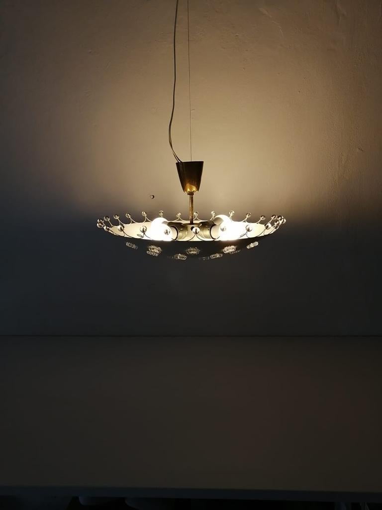 White Metal Ceiling Lamp by Emil Stejnar for Rubert Nikoll, 1950s, Austria In Good Condition In Hagenbach, DE