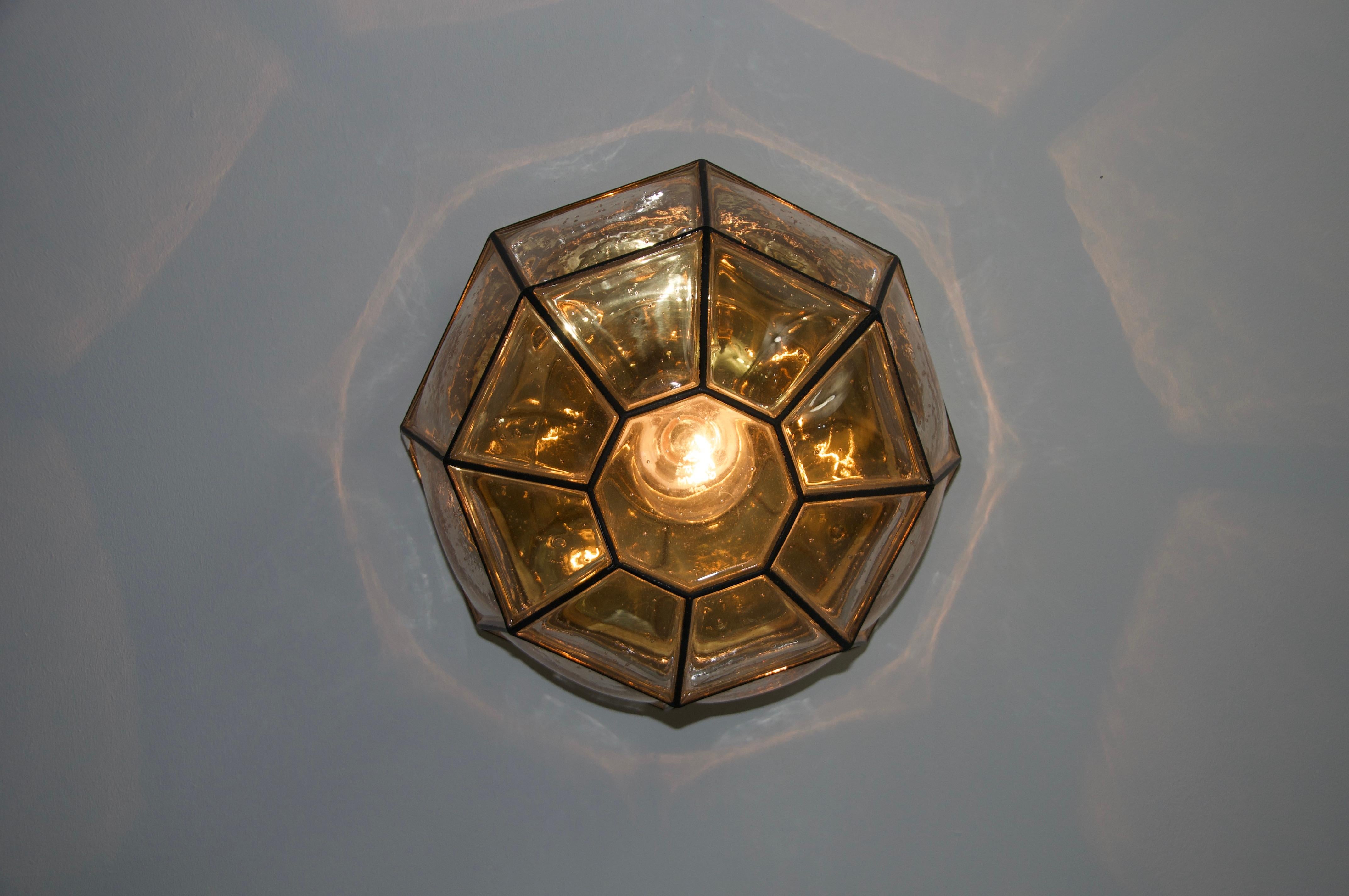 Mid-Century Modern Flush Mount by Glashütte Limburg, Germany, 1960s, Nr 1 For Sale