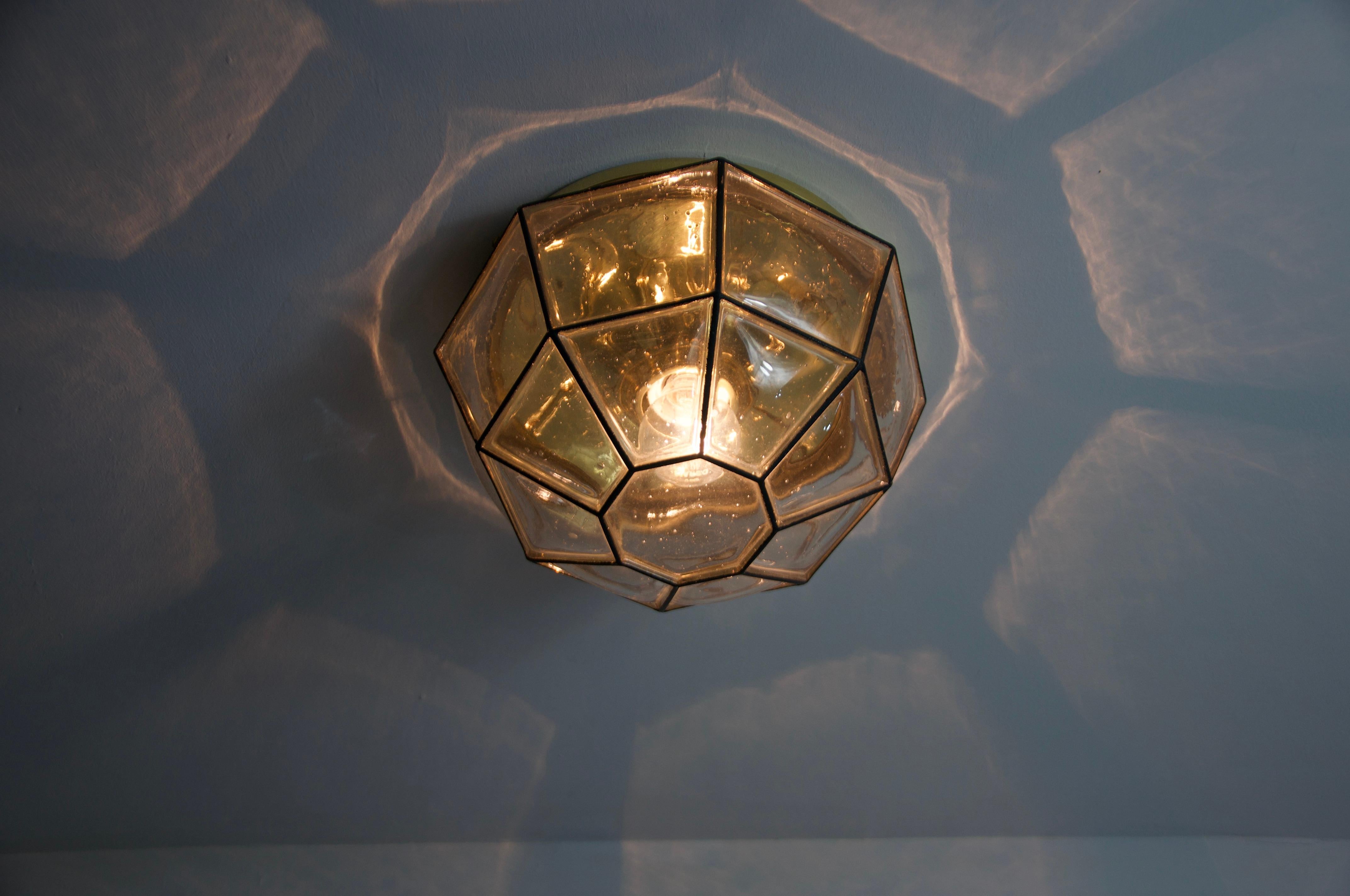 Flush Mount by Glashütte Limburg, Germany, 1960s, Nr 1 In Good Condition For Sale In Hagenbach, DE