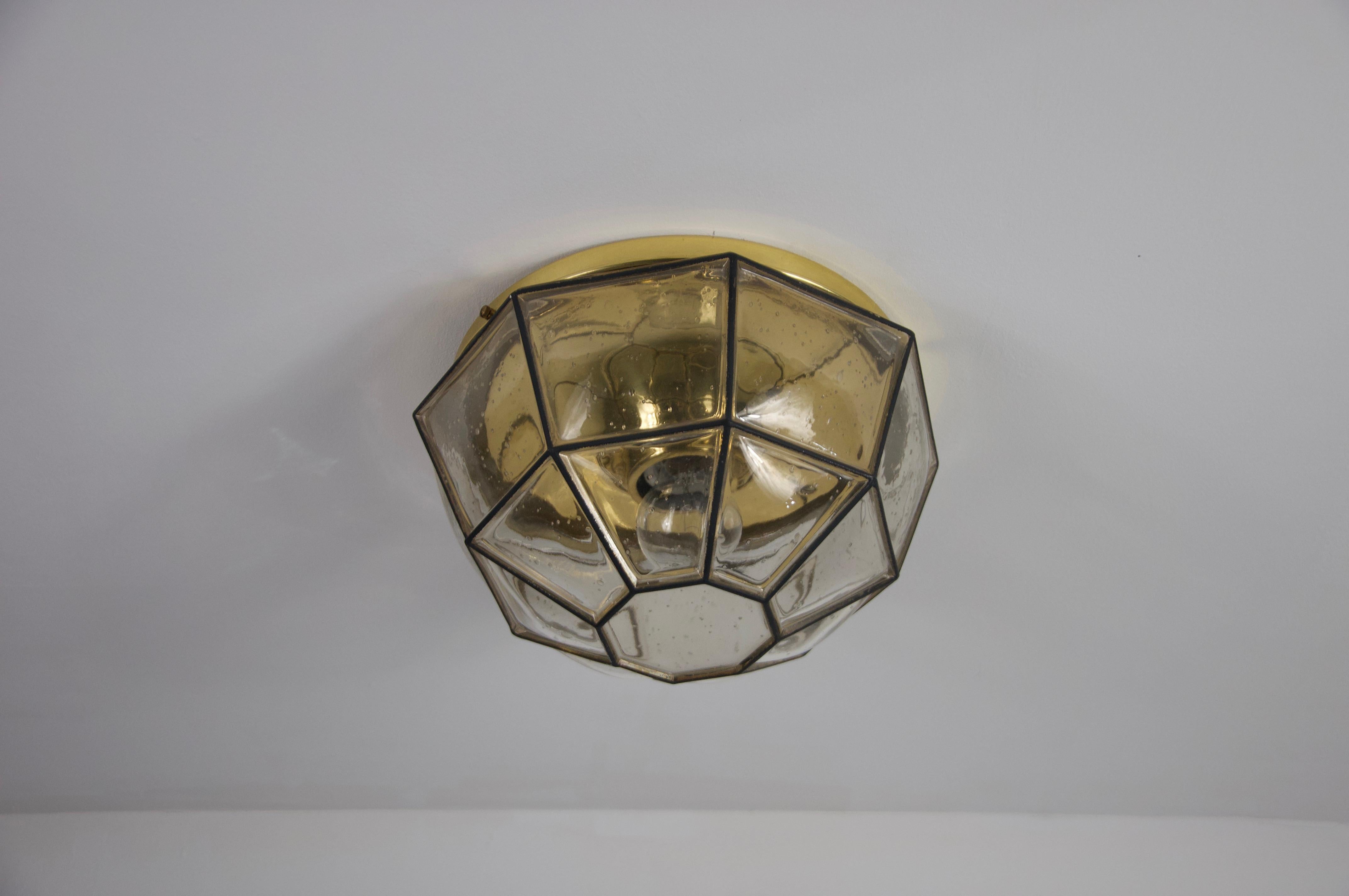 Mid-20th Century Flush Mount by Glashütte Limburg, Germany, 1960s, Nr 1 For Sale