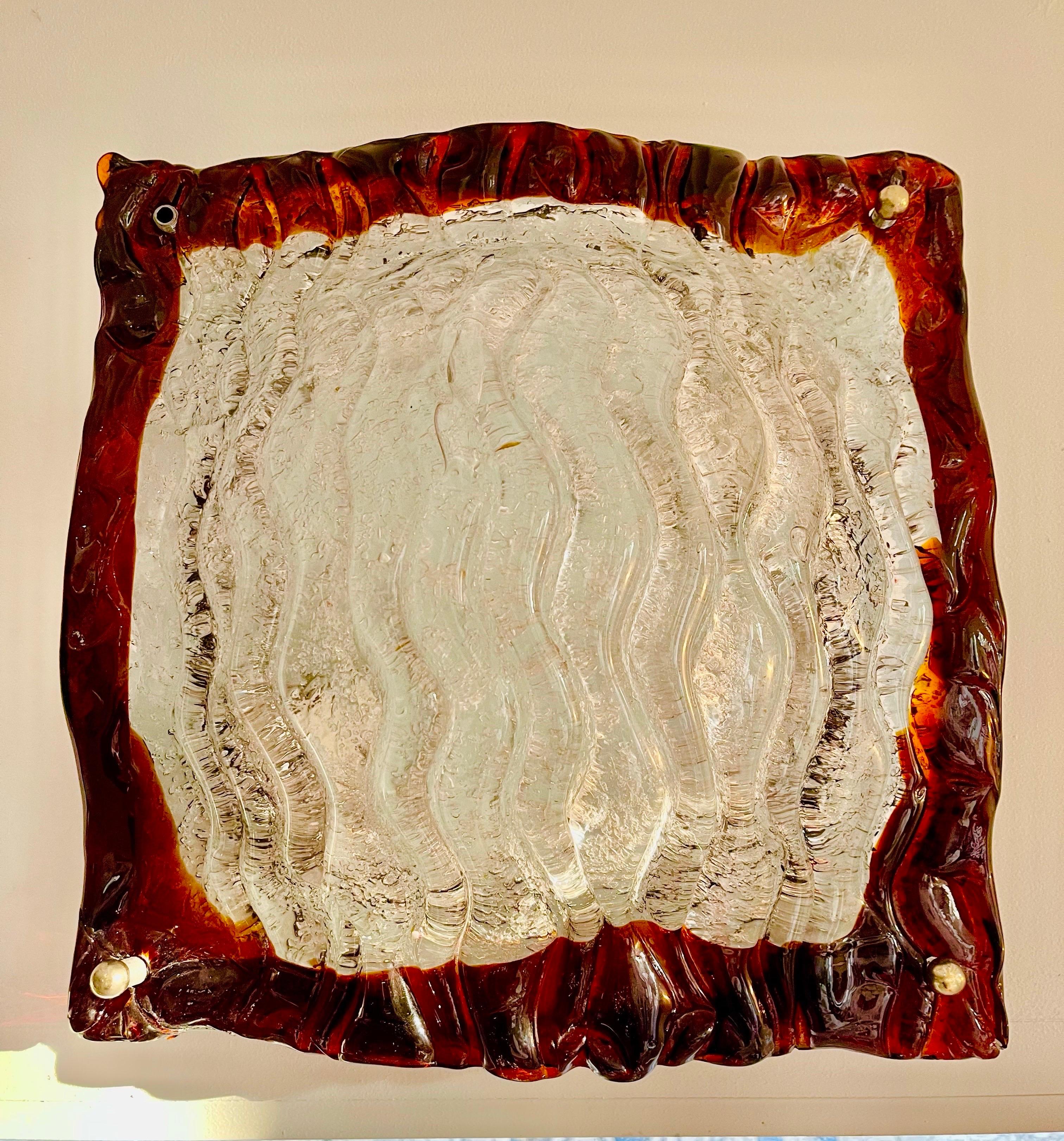 italien Paire de Murano en verre bicolore de Mazzega, Italie, 1970 en vente