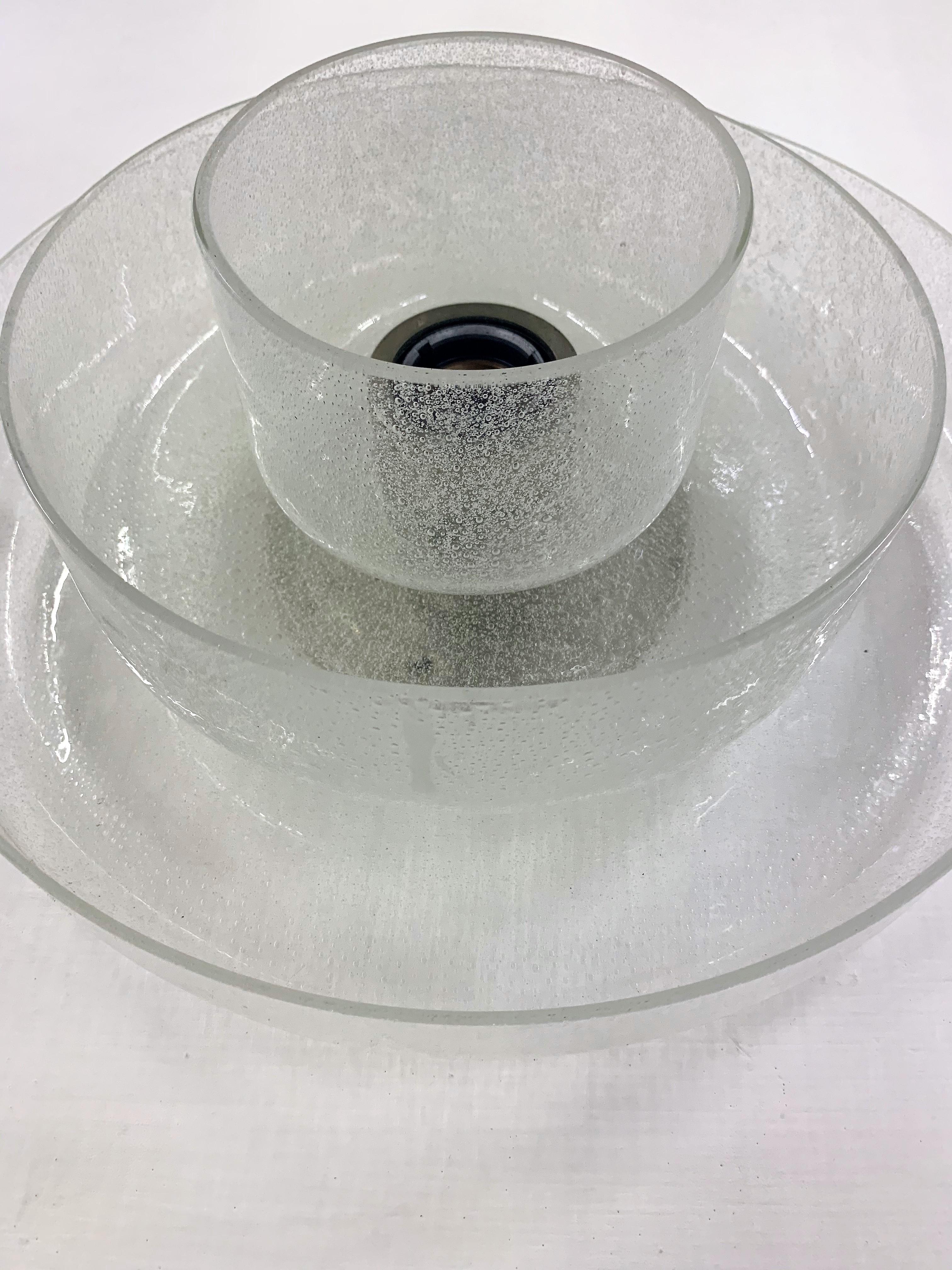 Flushmount by Mazzega in Murano clear Pulegoso Glass, Italy, circa 1970 5