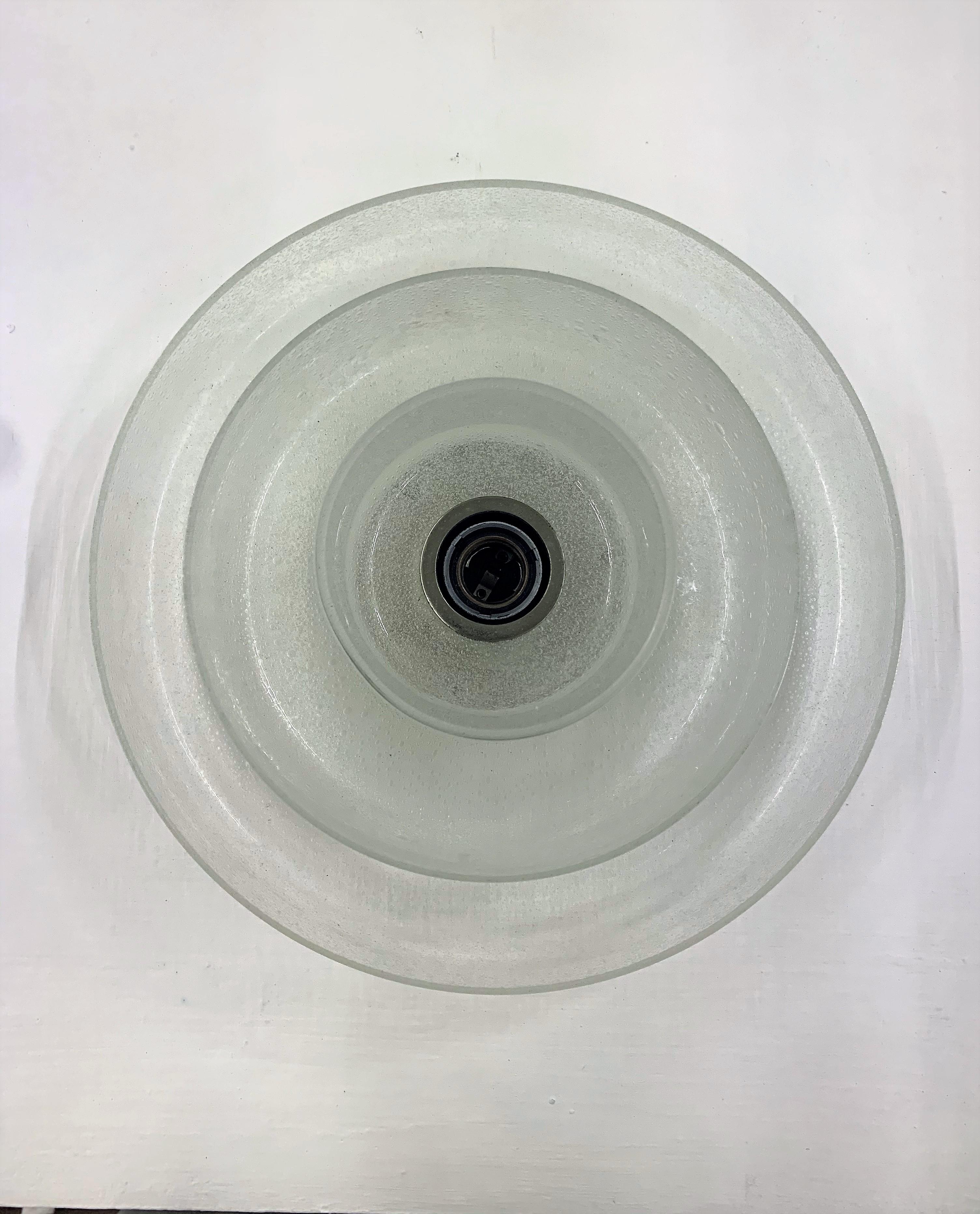 Hand-Crafted Flushmount by Mazzega in Murano clear Pulegoso Glass, Italy, circa 1970