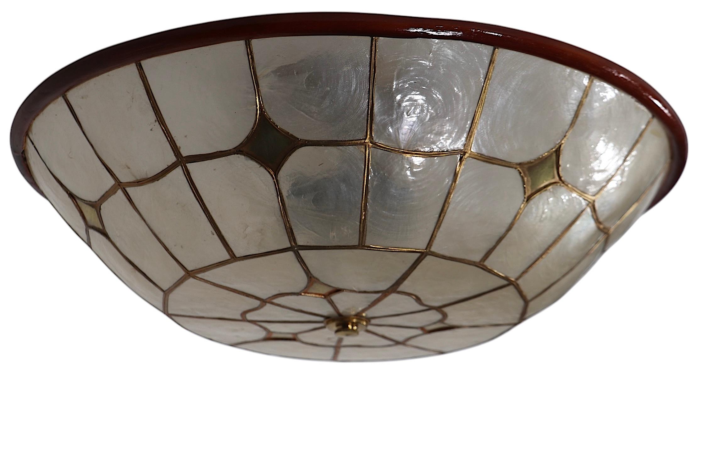 Flush Mount Capiz Shell Chandelier Light Fixture 5