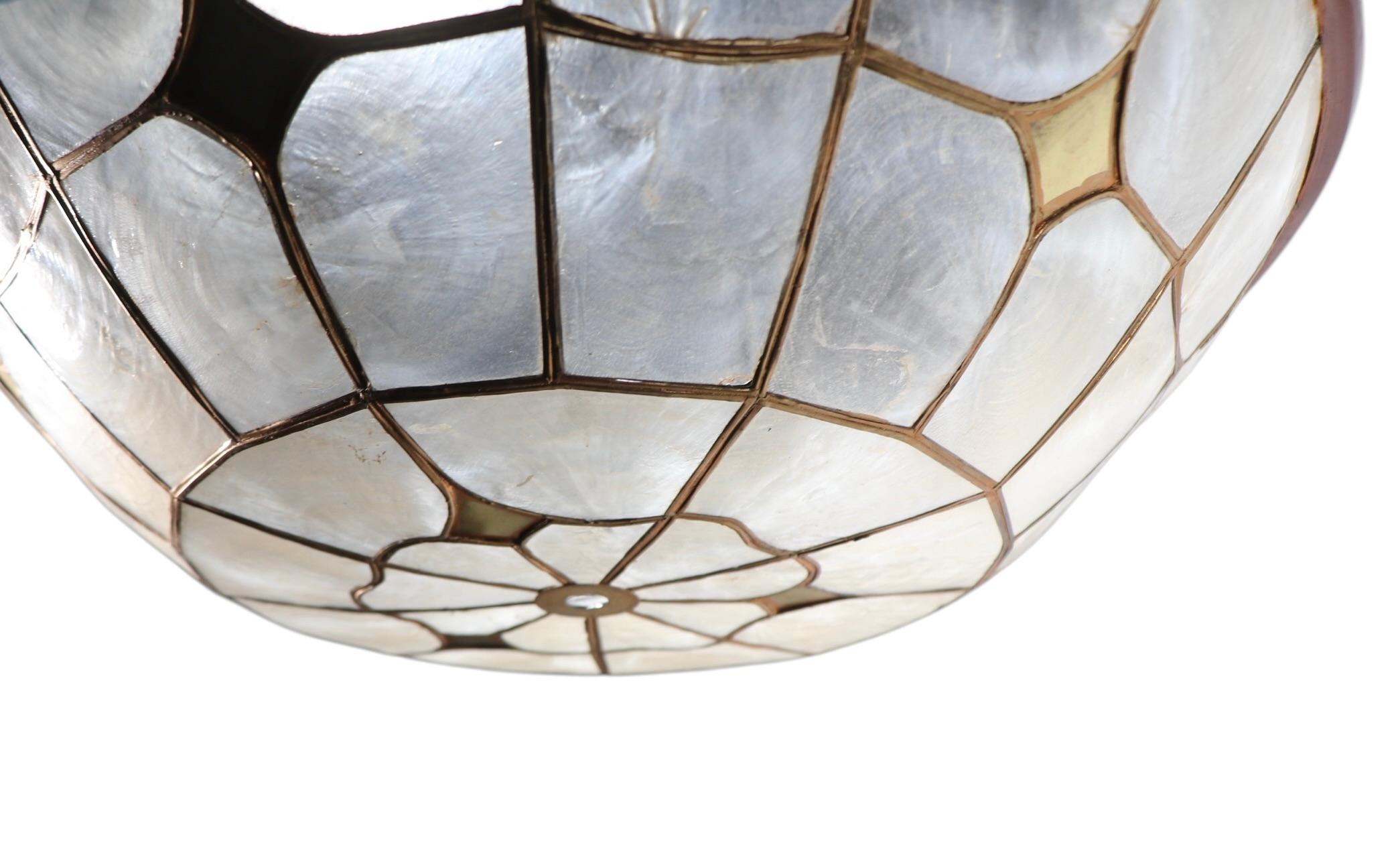 Flush Mount Capiz Shell Chandelier Light Fixture 11