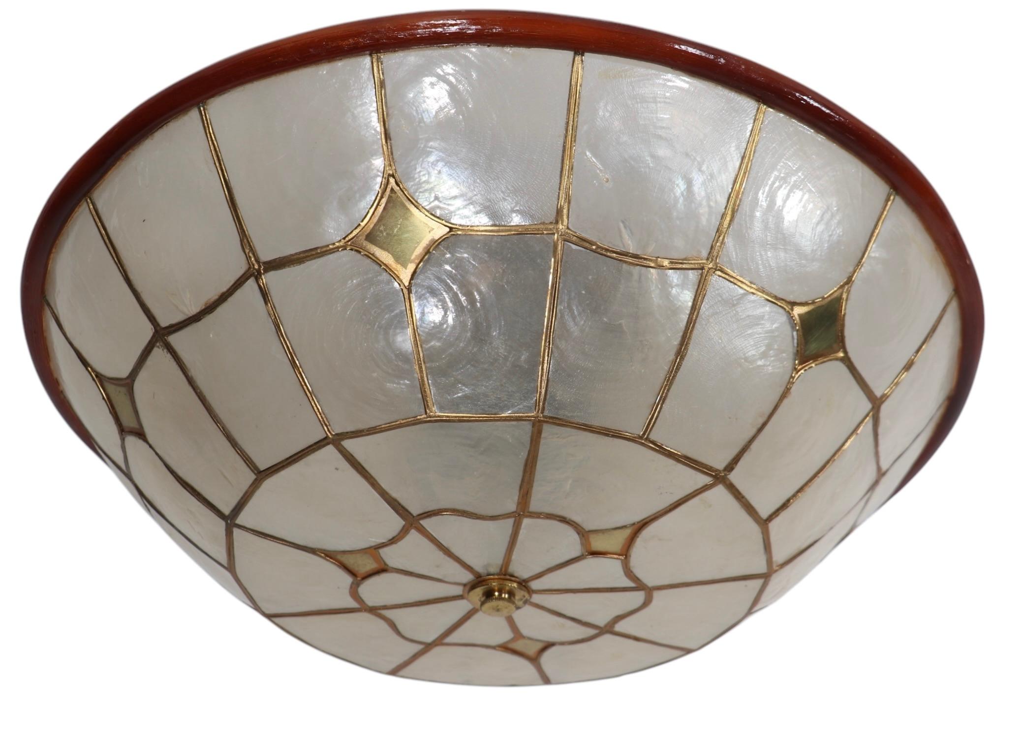 Flush Mount Capiz Shell Chandelier Light Fixture 12