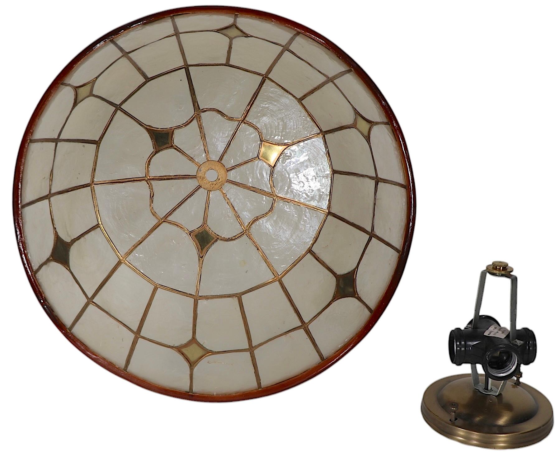 Arts and Crafts Flush Mount Capiz Shell Chandelier Light Fixture