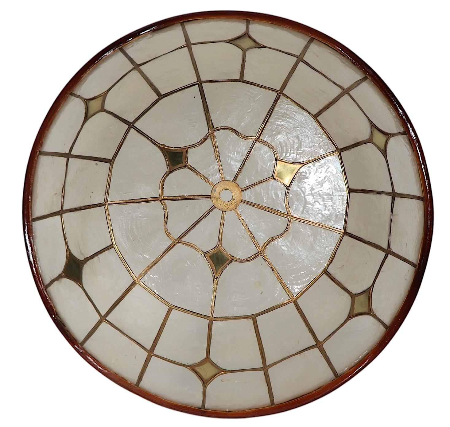 American Flush Mount Capiz Shell Chandelier Light Fixture