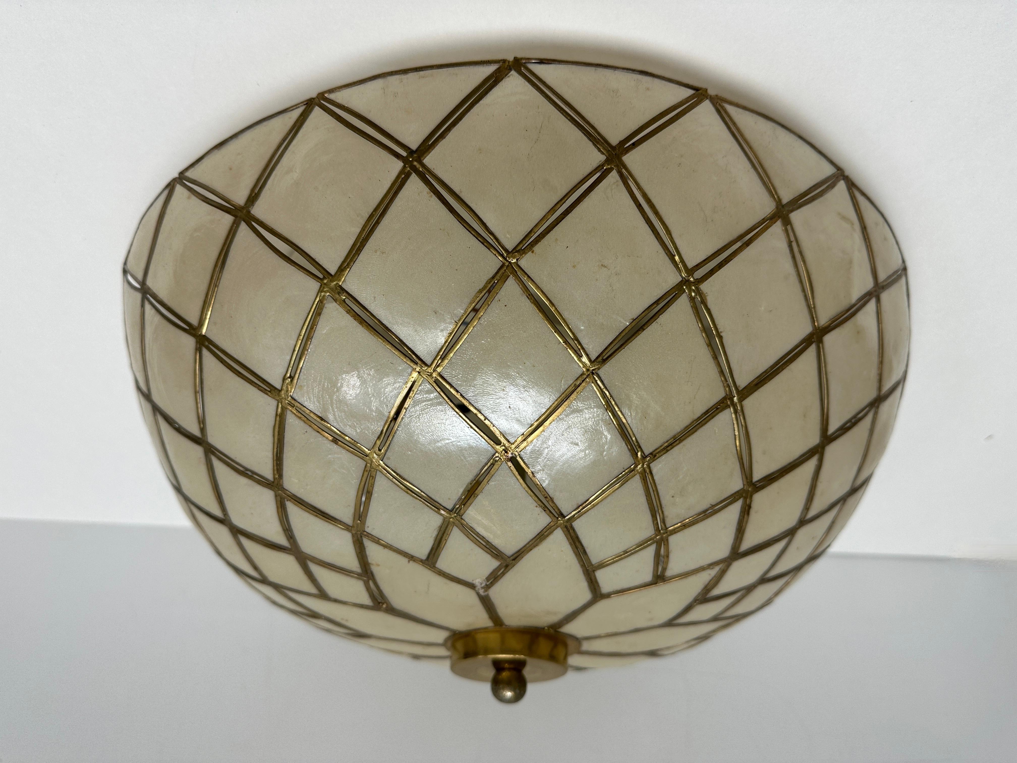 Mid-Century Modern Flush Mount Ceiling Lamp Boho Flower Power Style, 1960s, Germany For Sale