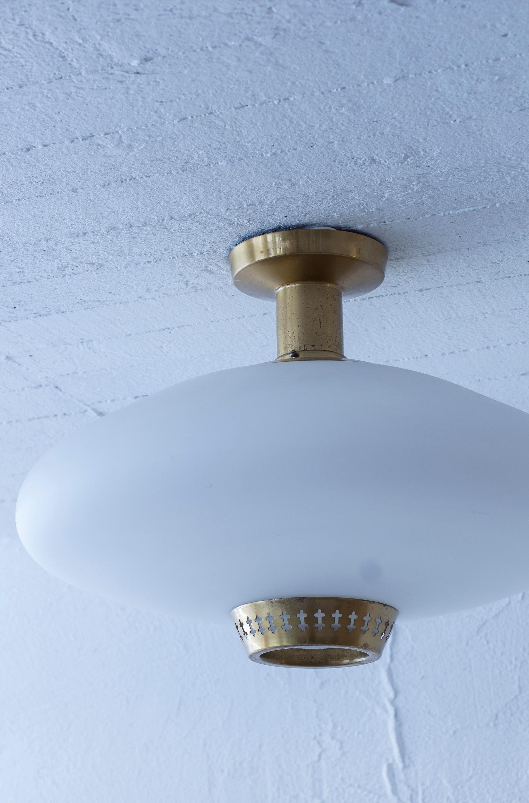 Scandinavian Modern Flush mount ceiling lamp by Hans Bergström. Produced by Ateljé Lyktan 1950s