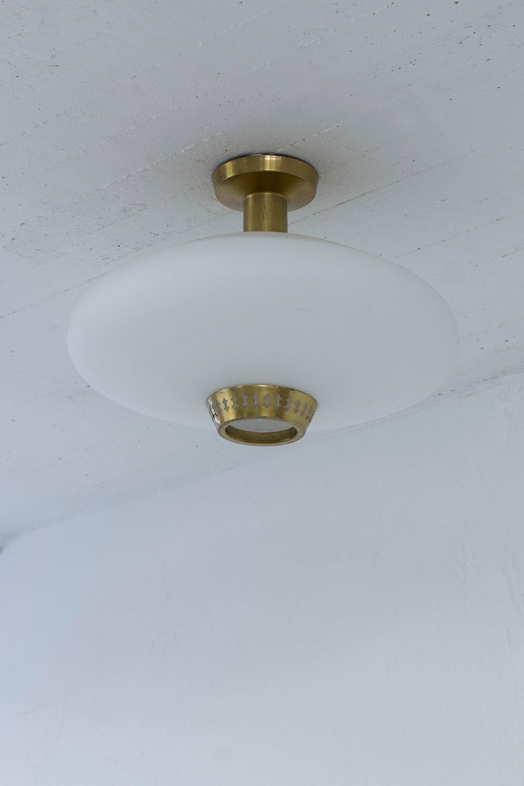 Mid-20th Century Flush mount ceiling lamp by Hans Bergström. Produced by Ateljé Lyktan 1950s