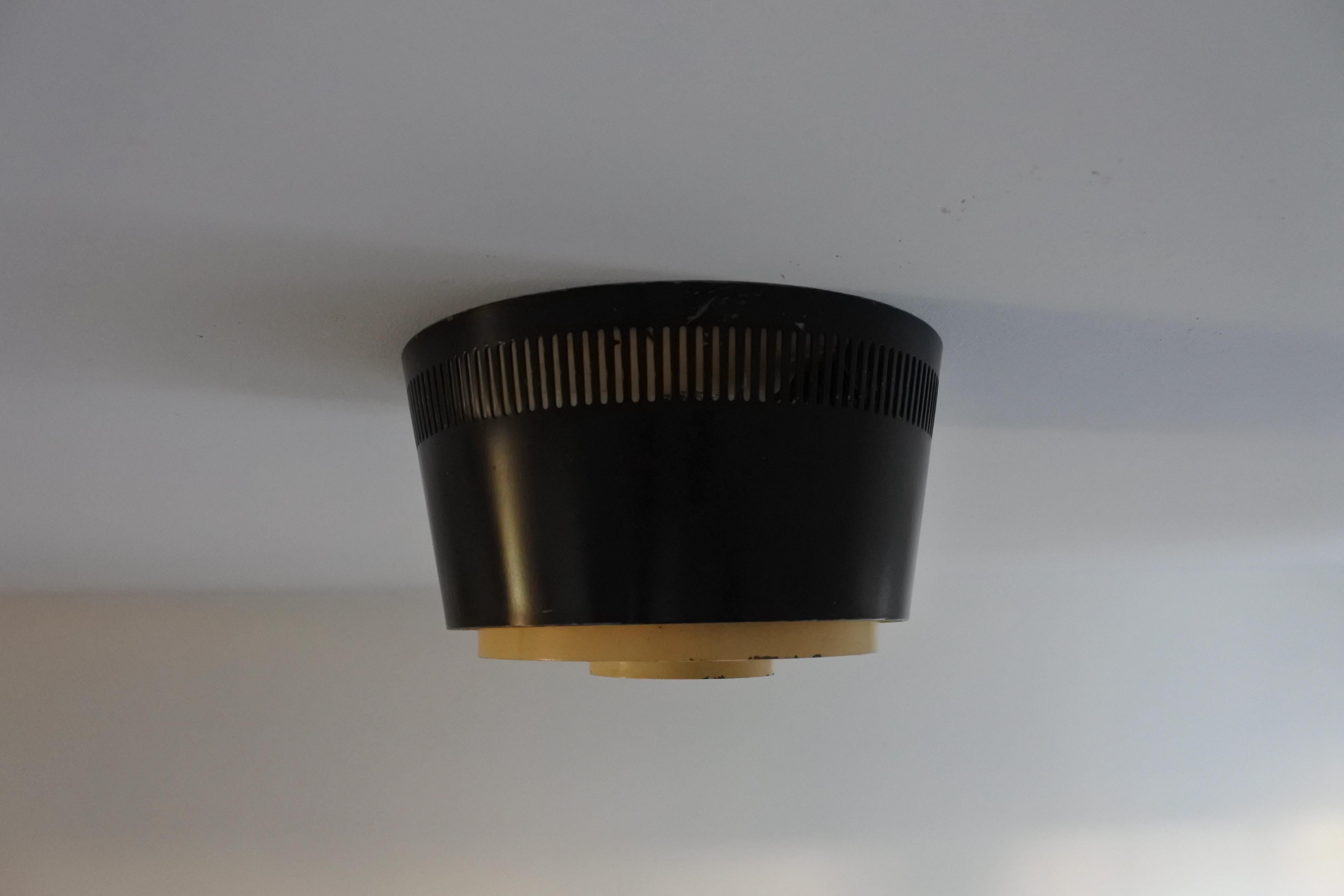 Mid-Century Modern Flush Mount Ceiling Lamp by Itsu, Finland 1950s, Two Available For Sale