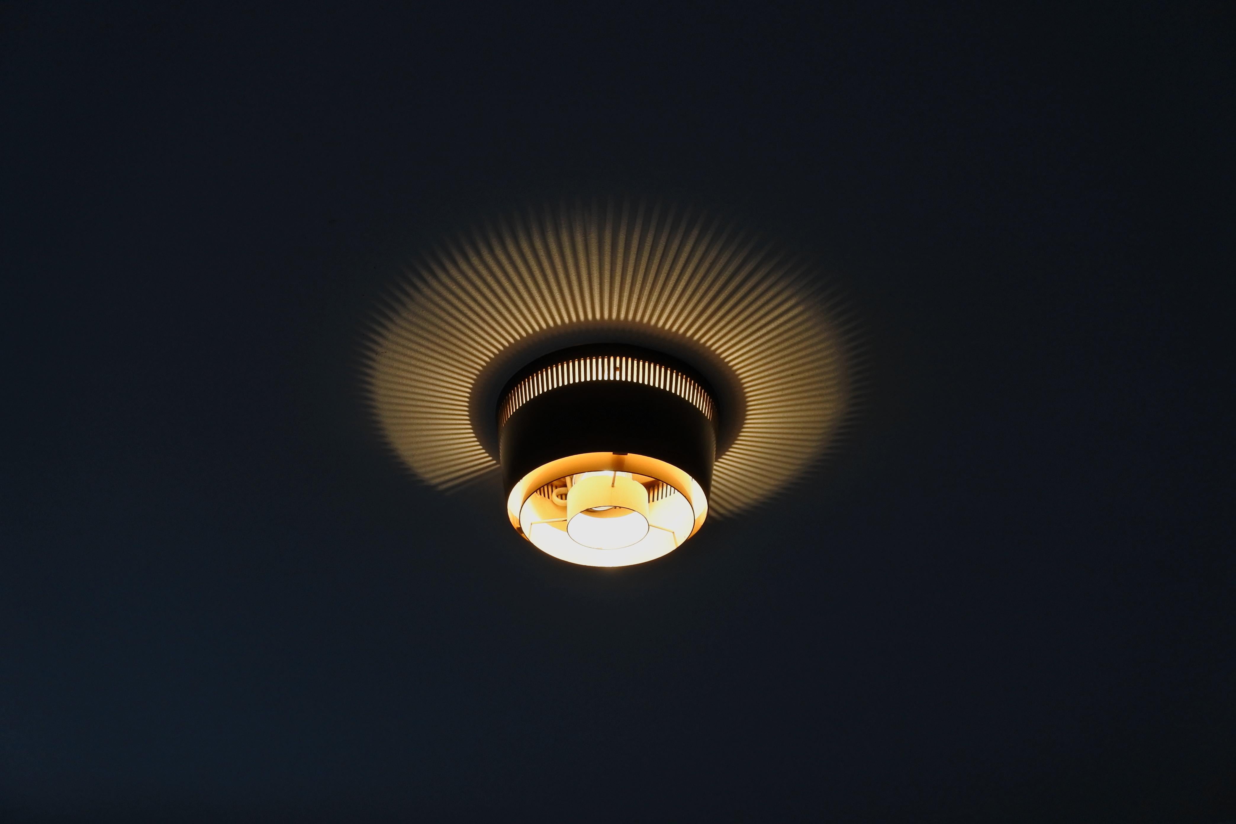 Mid-20th Century Flush Mount Ceiling Lamp by Itsu, Finland 1950s, Two Available For Sale