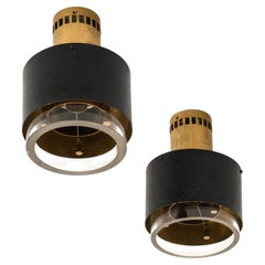 Flush Mount / Ceiling Lamp in Brass and Glass by Kay Kørbing, 1960's