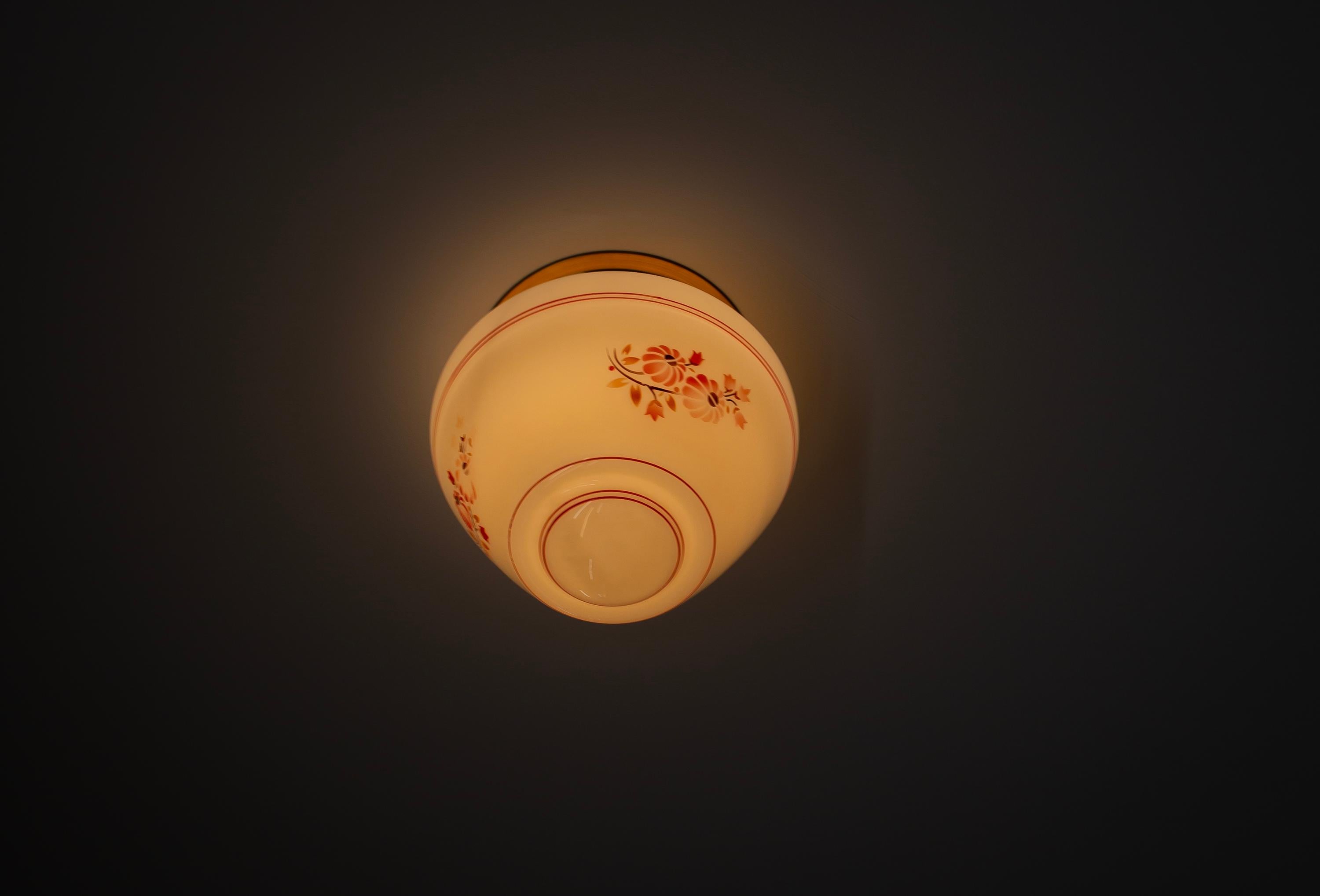Brass Flush Mount Ceiling Light, 1950s For Sale