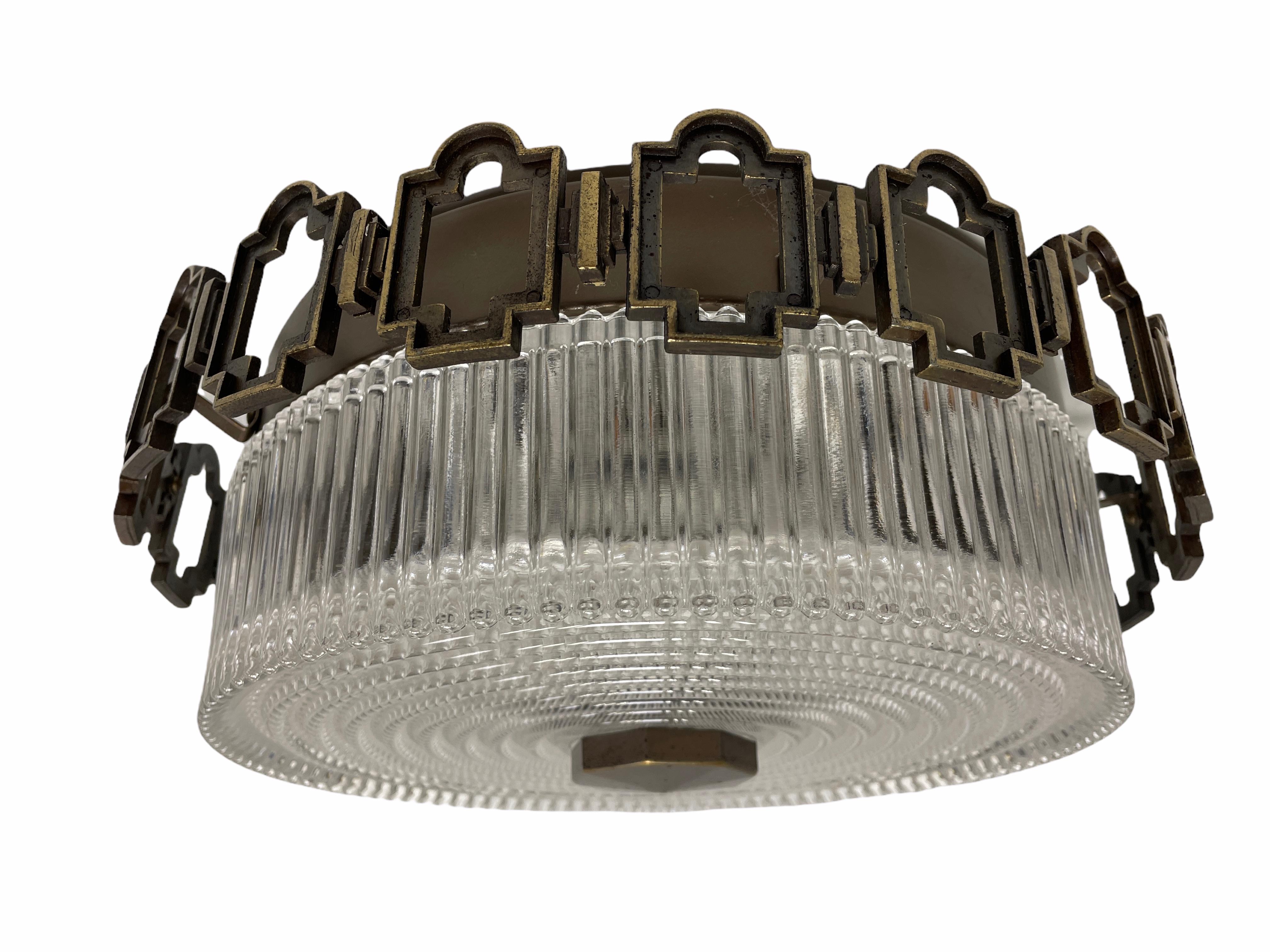 Metal Flush Mount Ceiling Light Art Deco Style, 1960s, Germany