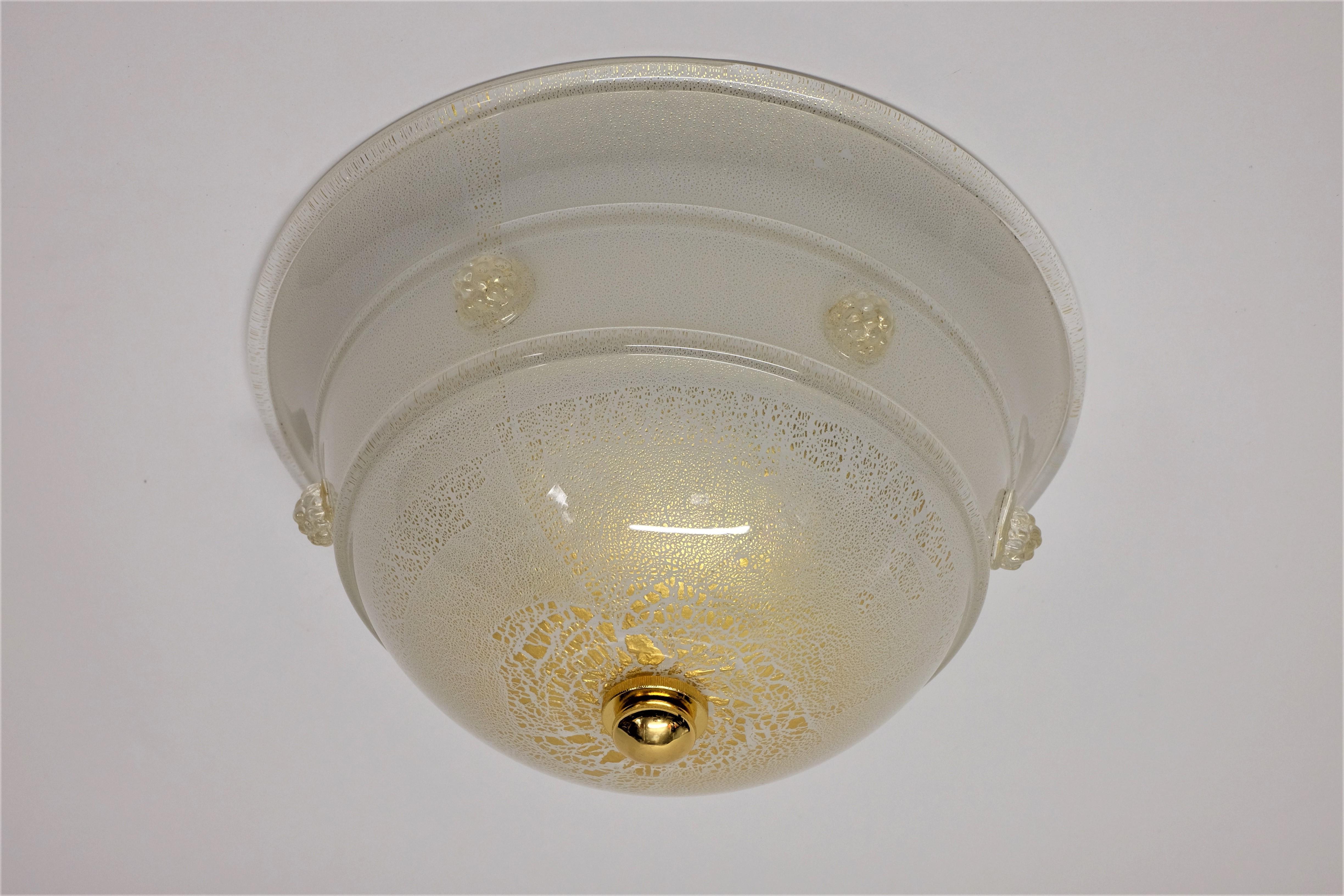 Flush Mount Ceiling Light Barovier & Toso Glass Lamp  For Sale 3