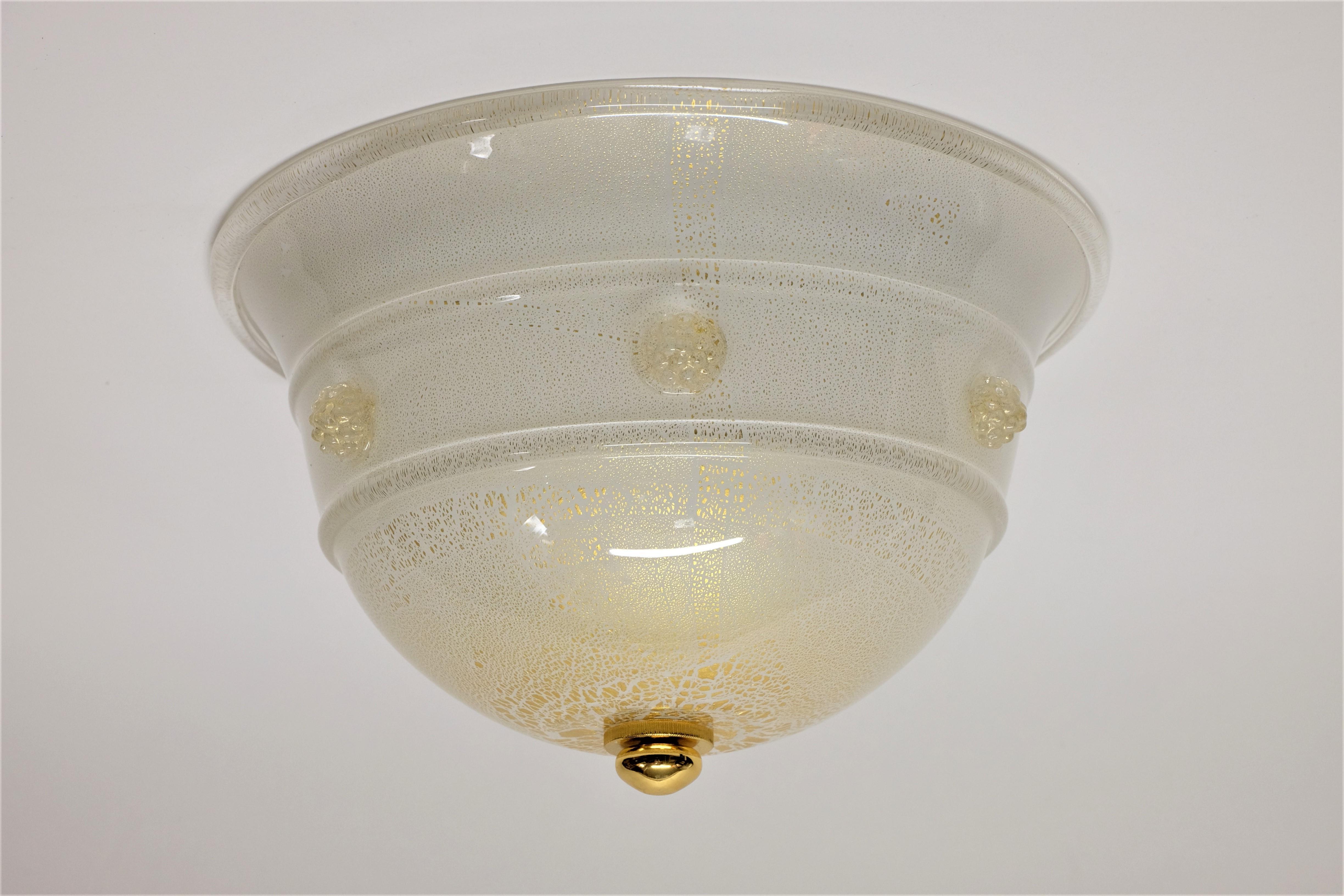 Flush Mount Ceiling Light Barovier & Toso Glass Lamp  For Sale 1
