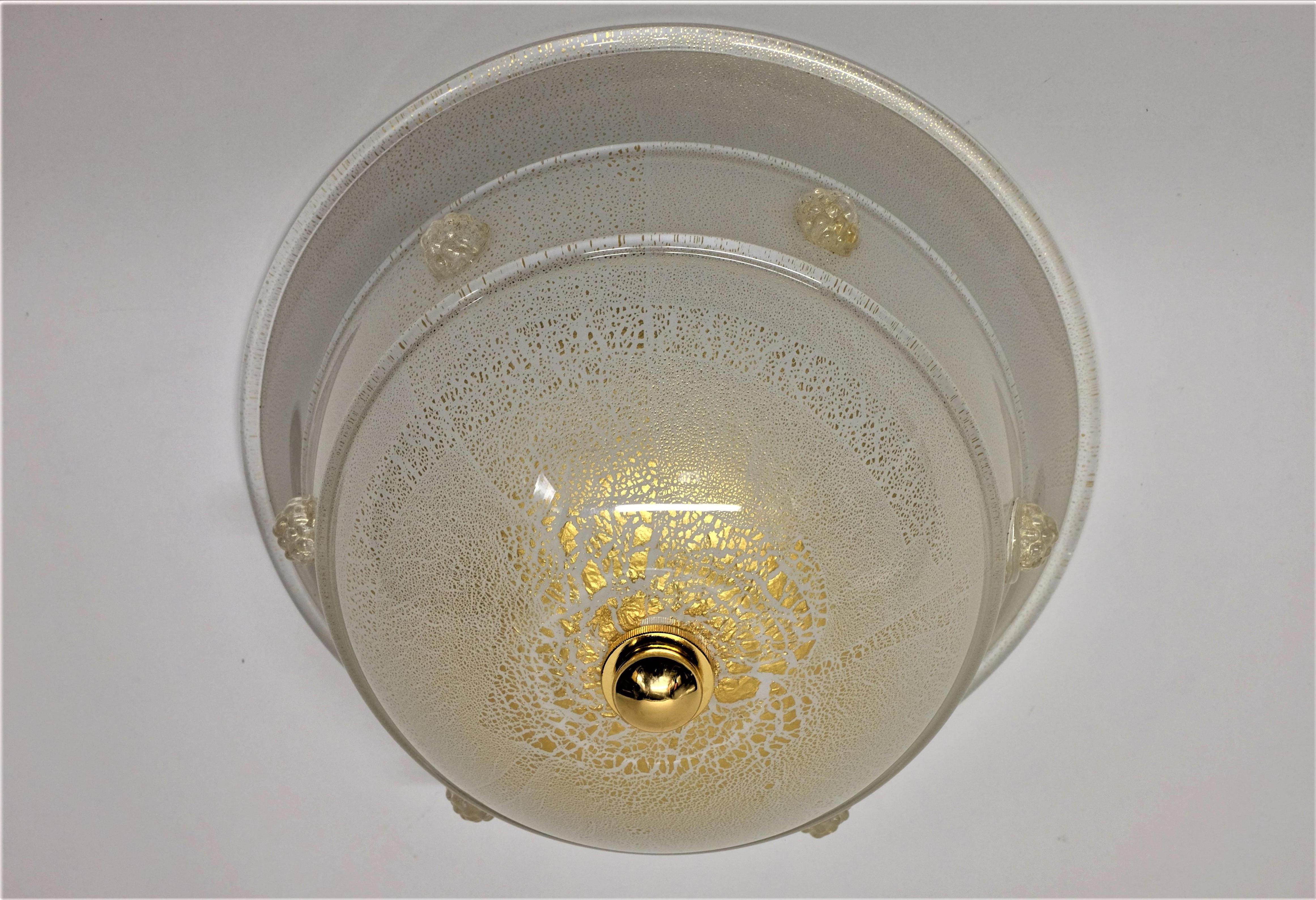 Flush Mount Ceiling Light Barovier & Toso Glass Lamp  For Sale 8