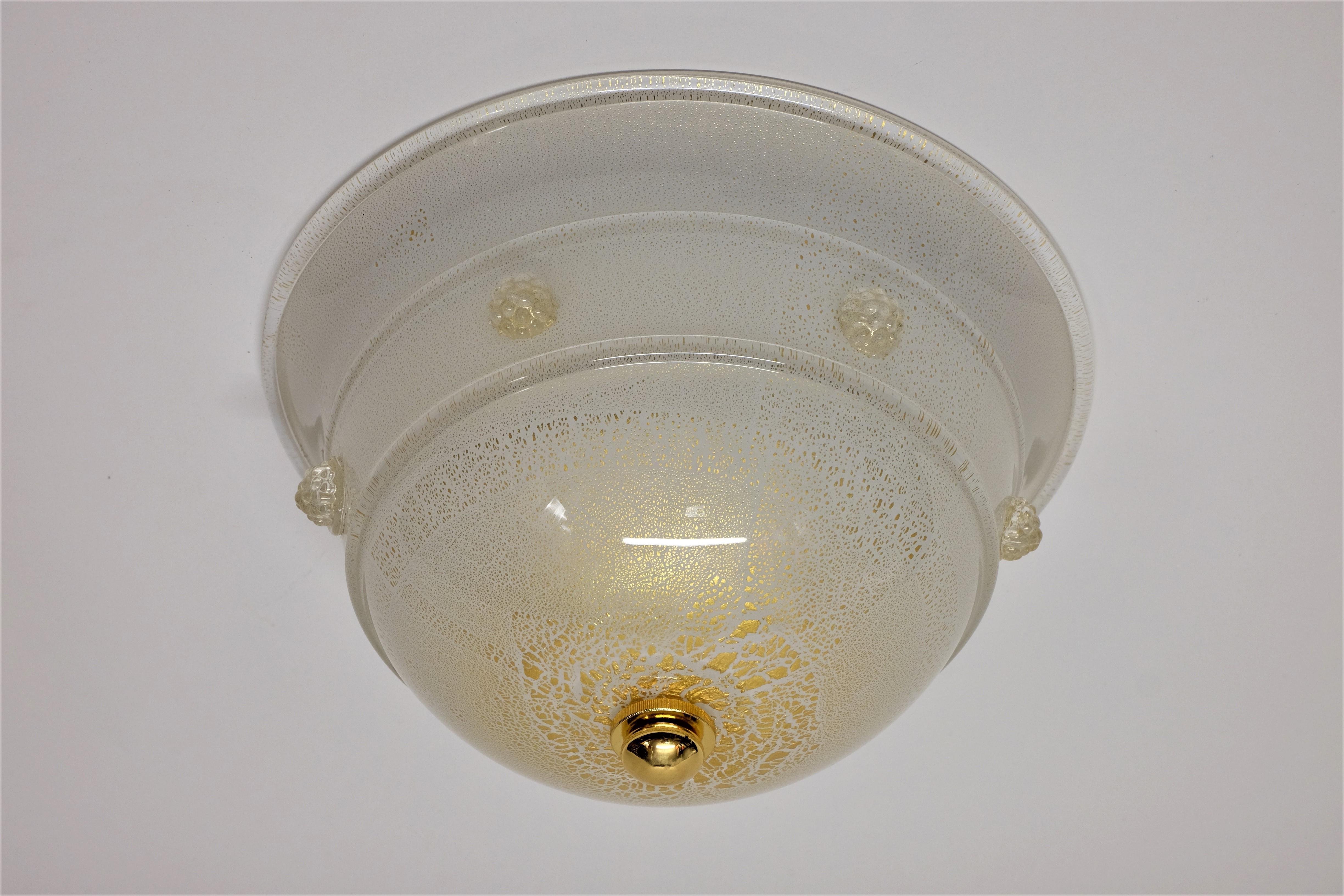 Flush Mount Ceiling Light Barovier & Toso Glass Lamp  For Sale 2