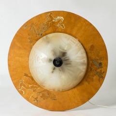 Flush Mount Ceiling Light by Birger Ekman for Mjölby Intarsia, Sweden, 1930s
