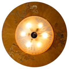 Vintage Flush Mount Ceiling Light by Birger Ekman for Mjölby Intarsia, Sweden, 1930s