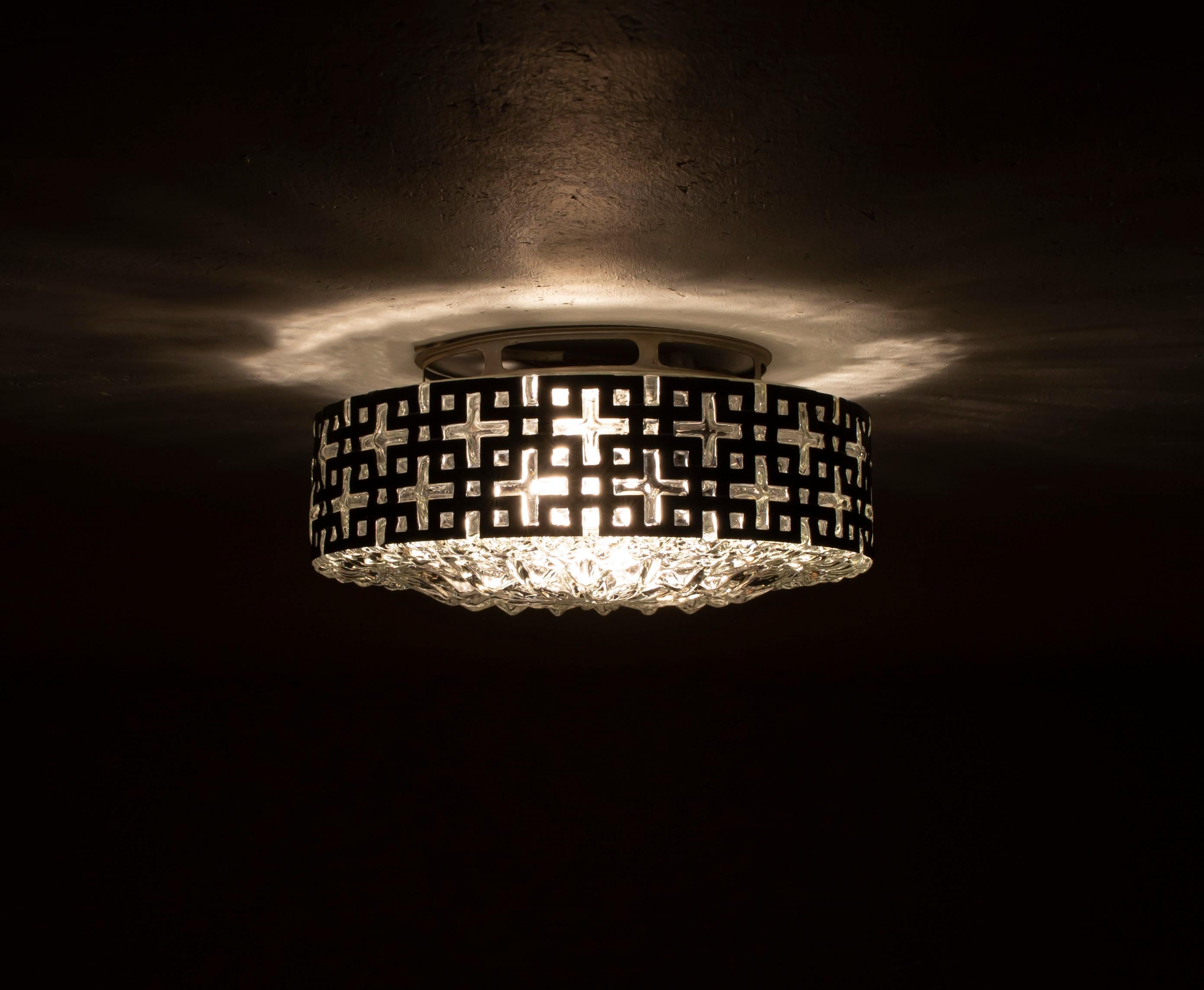 Mid-Century Modern Flush Mount Ceiling Light by Bison, Norway, 1950s