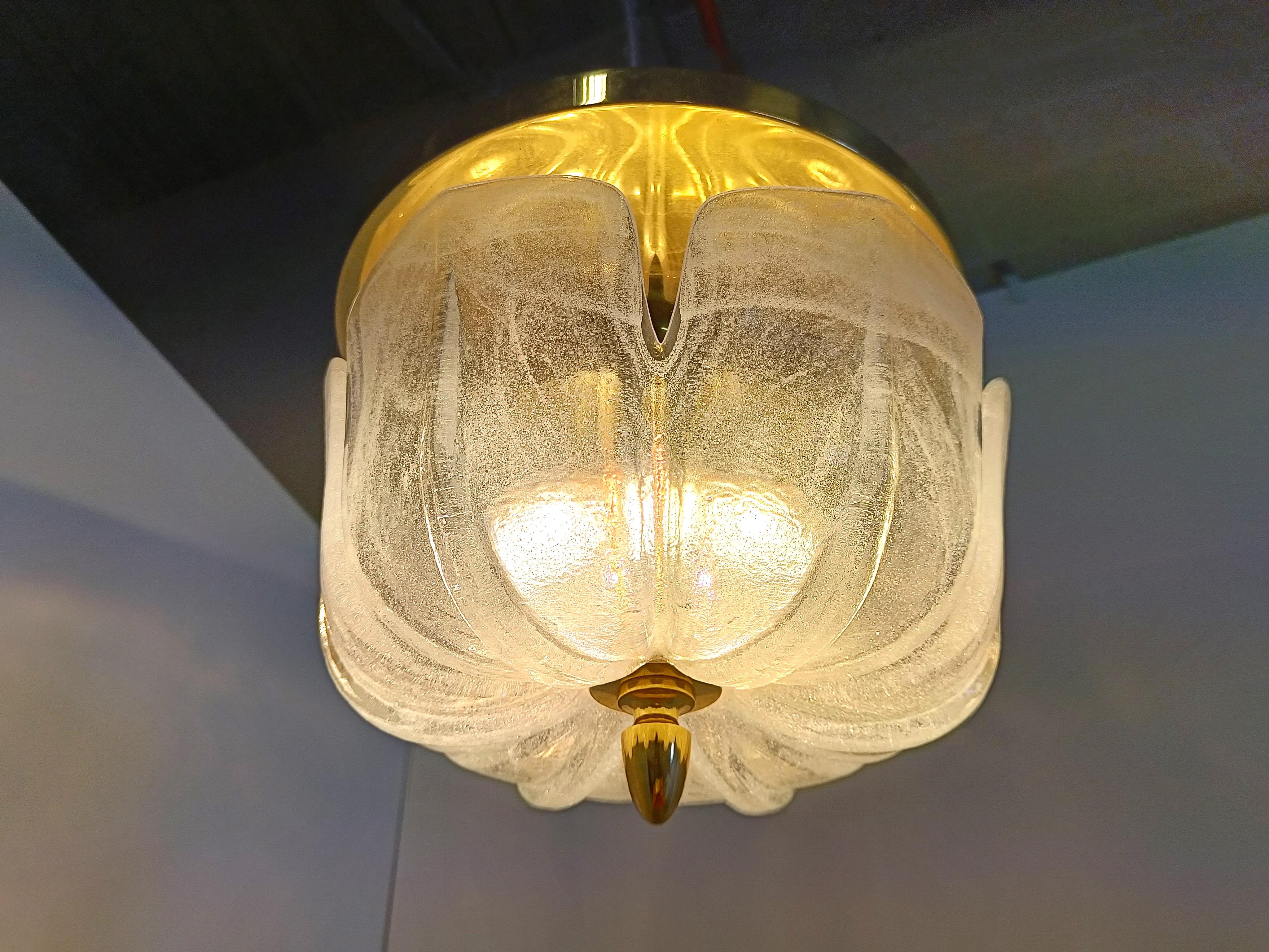 Flush mount ceiling light by Glashutte Limburg, 1960s For Sale 4