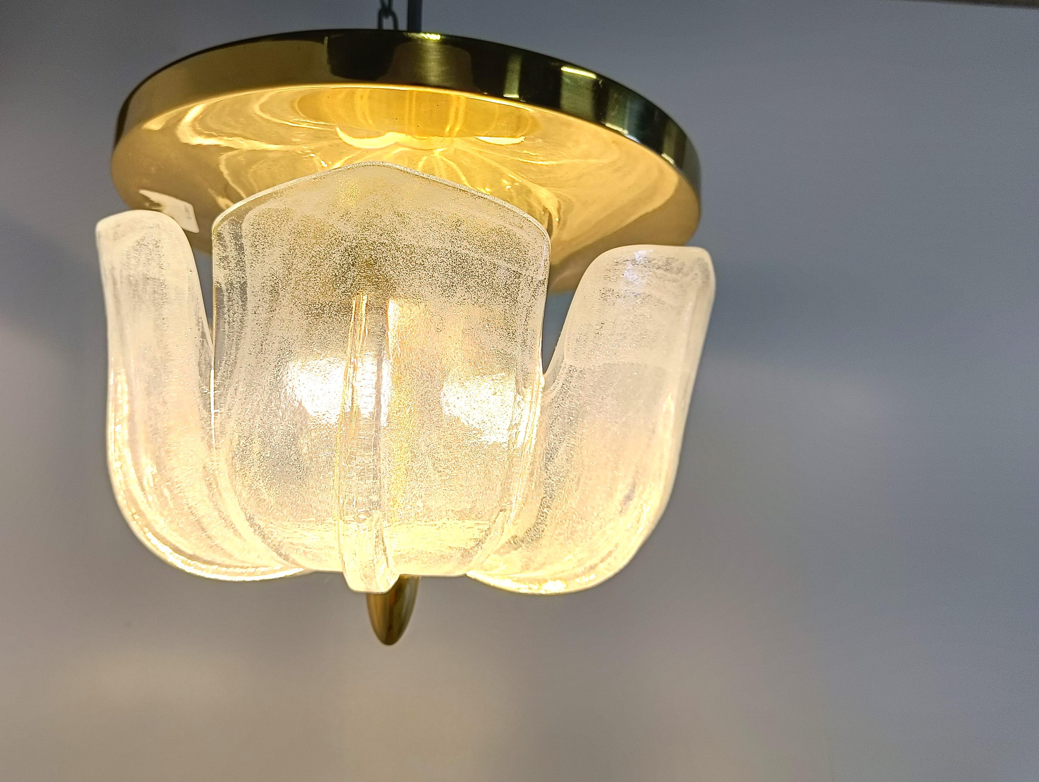 Brass Flush mount ceiling light by Glashutte Limburg, 1960s For Sale