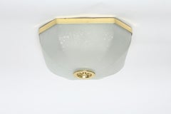Murano glass Lumi Milano flush mount ceiling light in brass, Italy circa 1950s