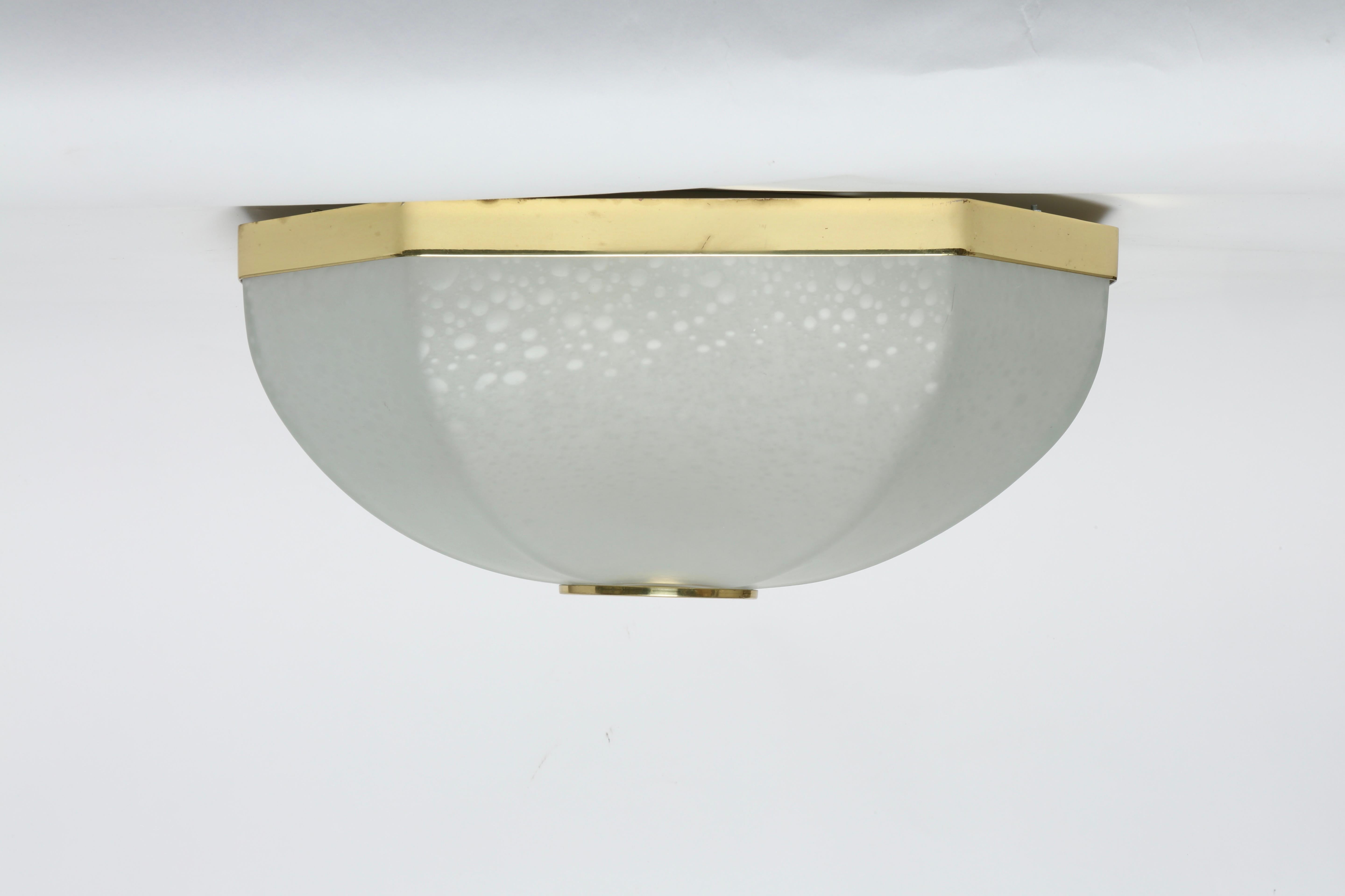 Brass Flush Mount Ceiling Light by Lumi, circa 1950s For Sale