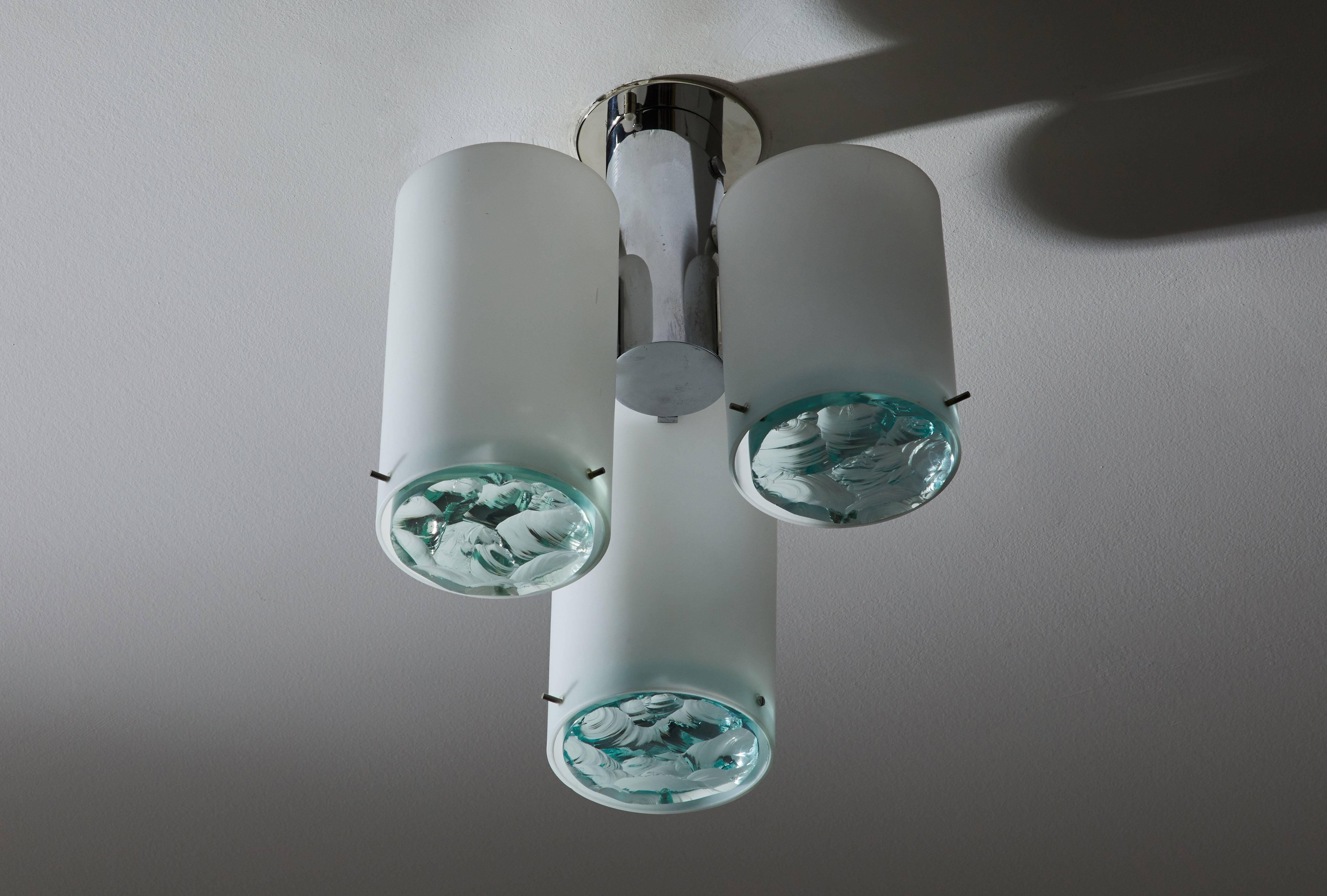 Flush Mount Ceiling Light Attributed to Max Ingrand for Fontana Arte In Good Condition In Los Angeles, CA