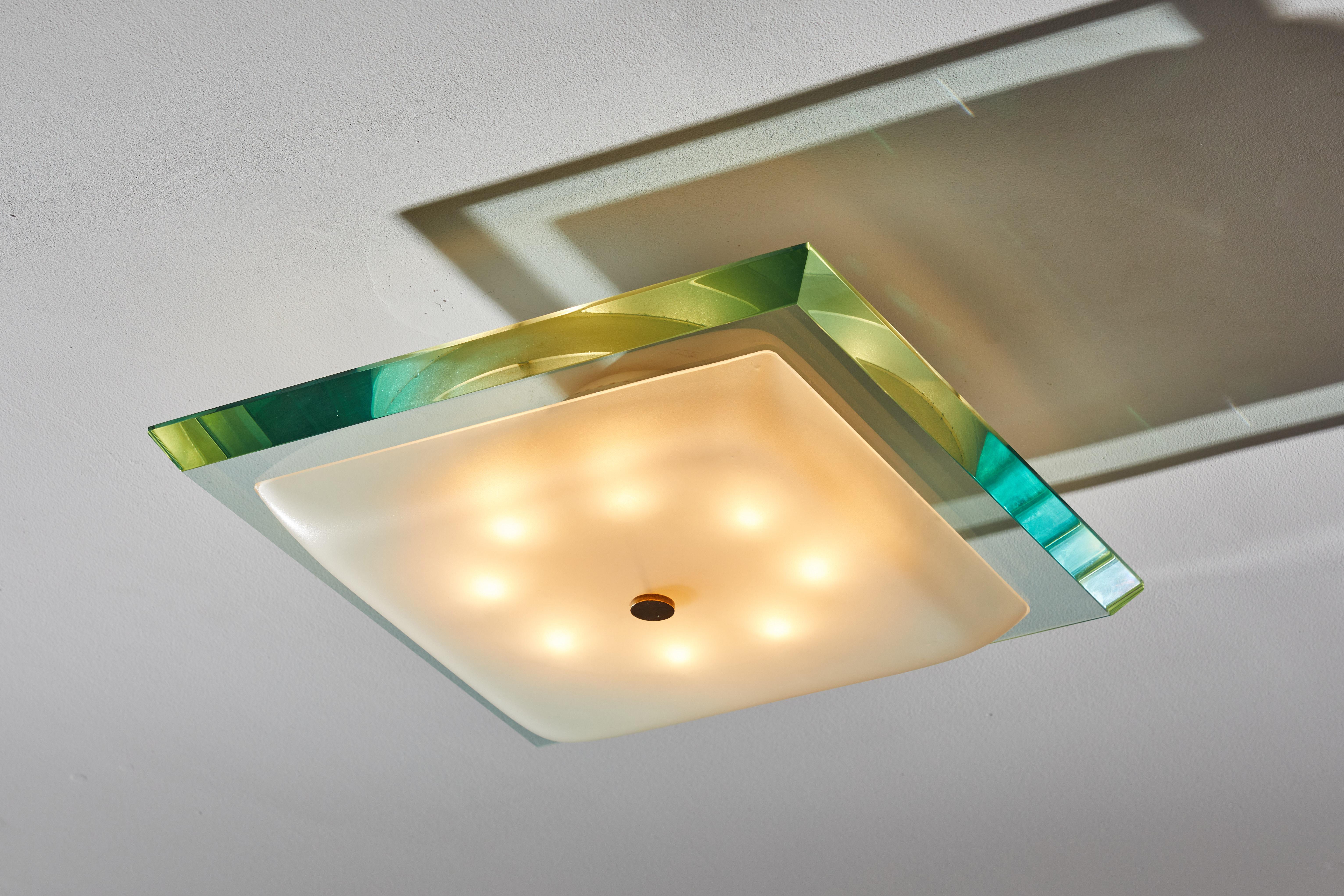Model 1990 Flush Mount Ceiling Light by Max Ingrand for Fontana Arte In Good Condition In Los Angeles, CA