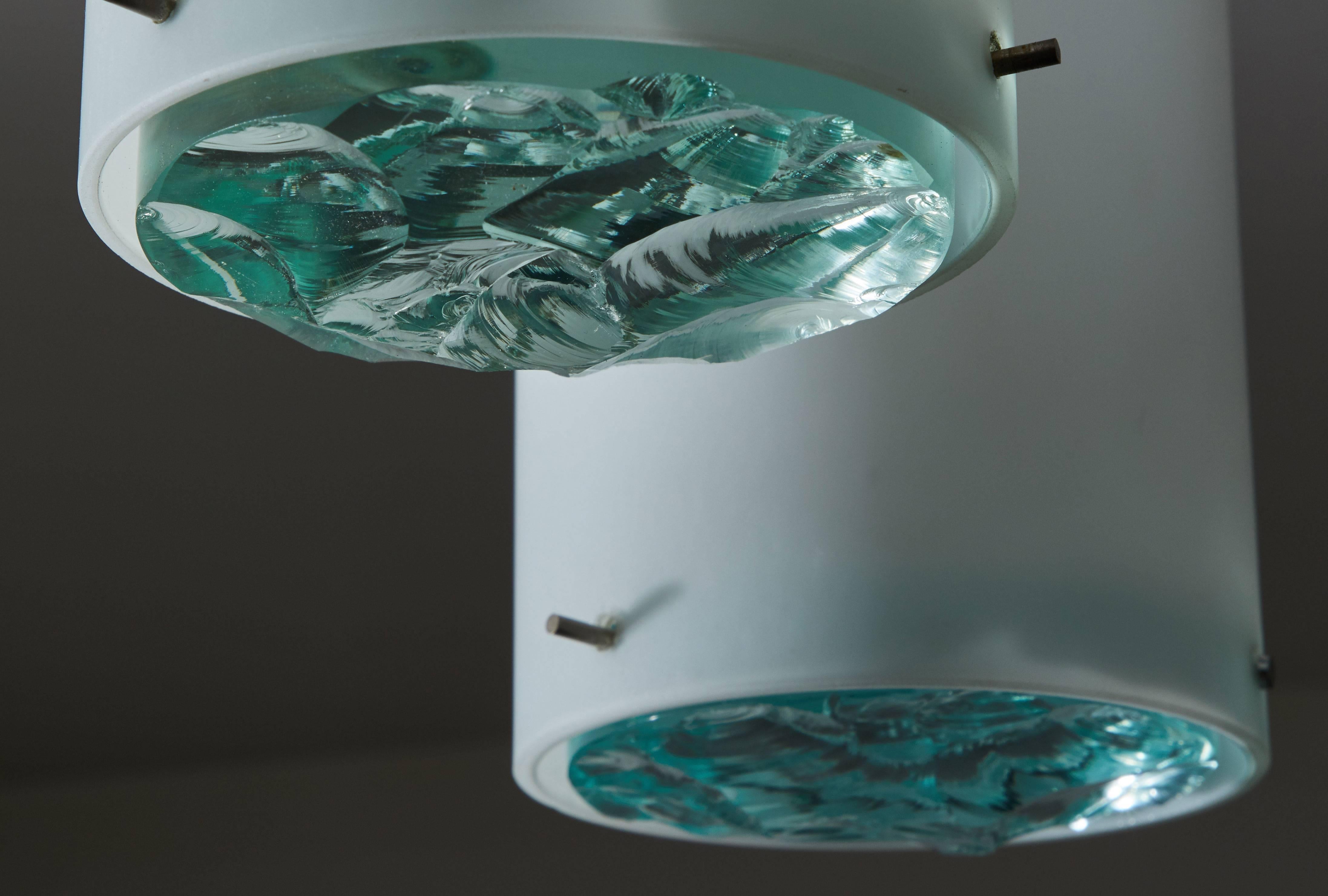 Crystal Flush Mount Ceiling Light Attributed to Max Ingrand for Fontana Arte