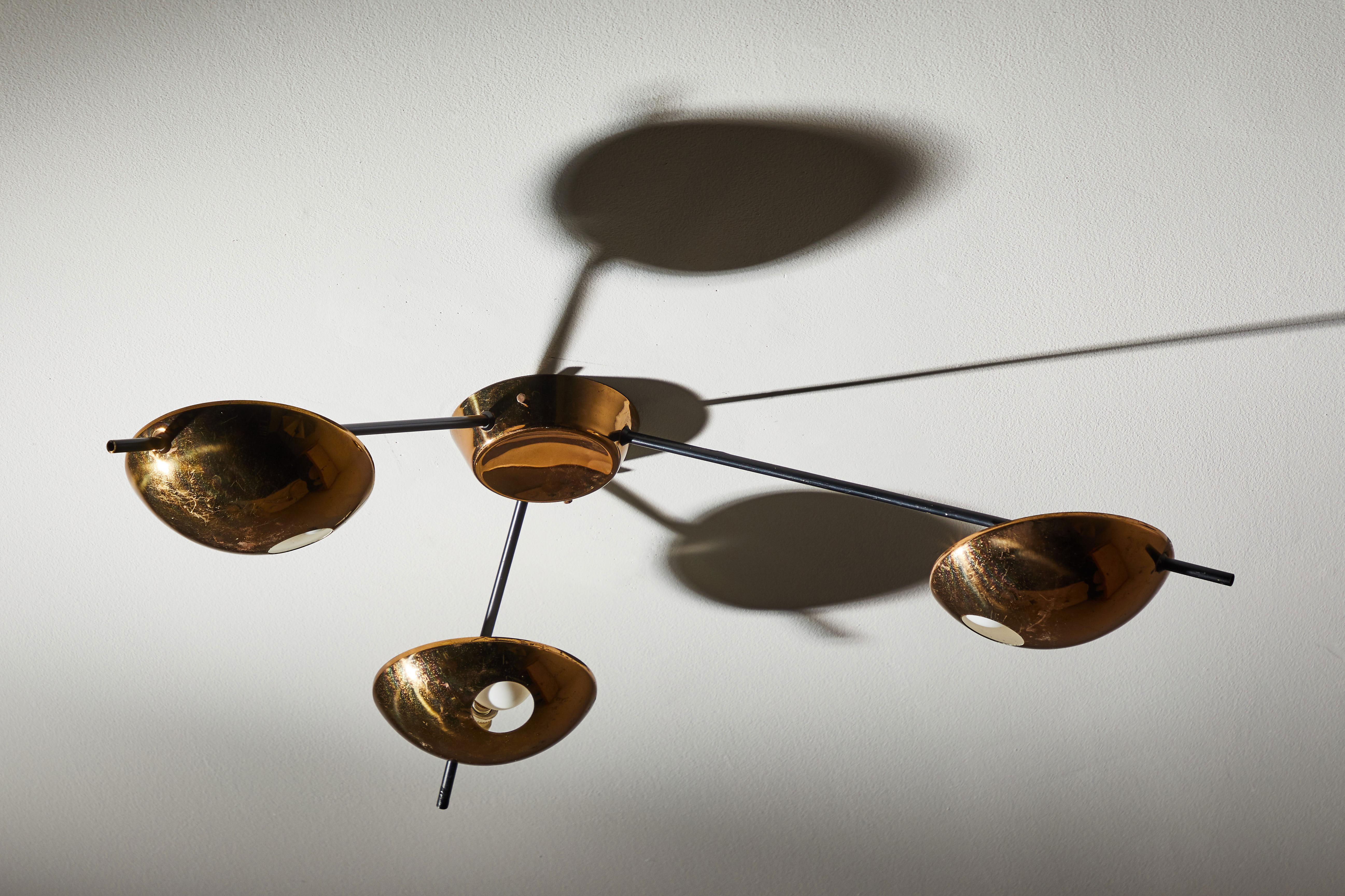 Brass Flush Mount Ceiling Light by Stilnovo