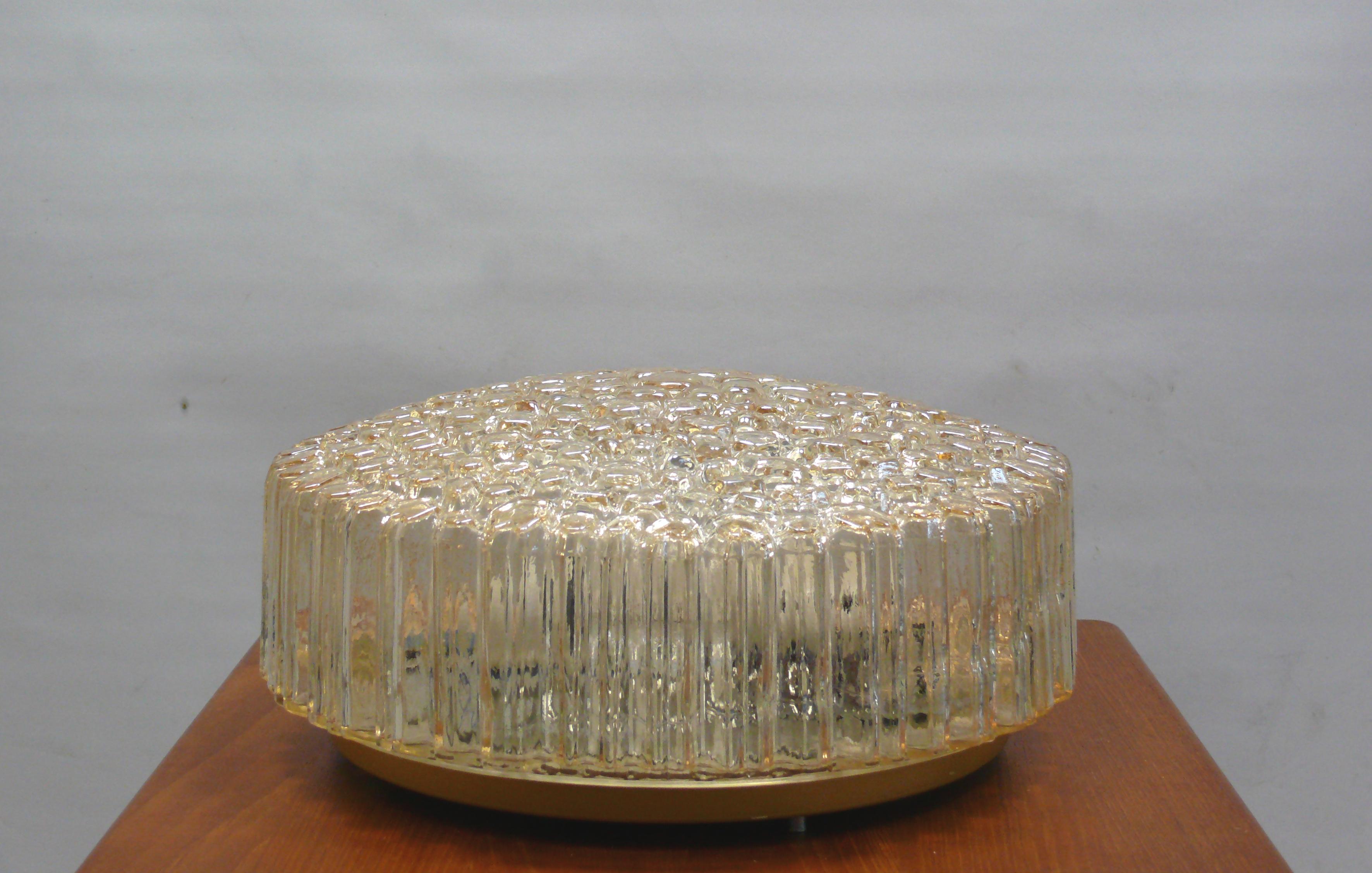 Plafonnier ou applique affleurante de Glashütte Limburg, Allemagne, années 1960 11
