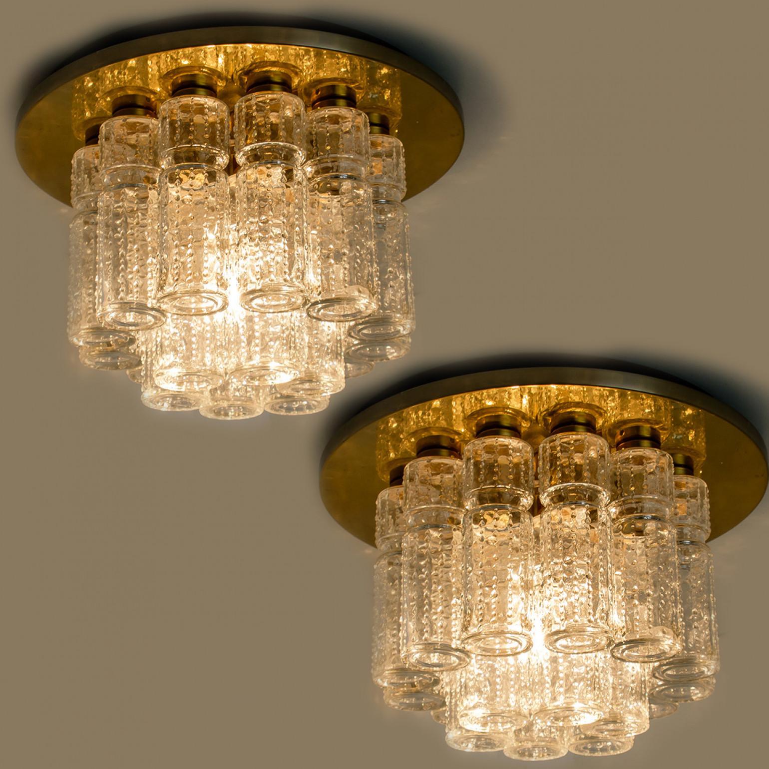 Flush Mount Chandelier by Boris Tabachoff with Hand Blow Glass Prisms, 1970 For Sale 2