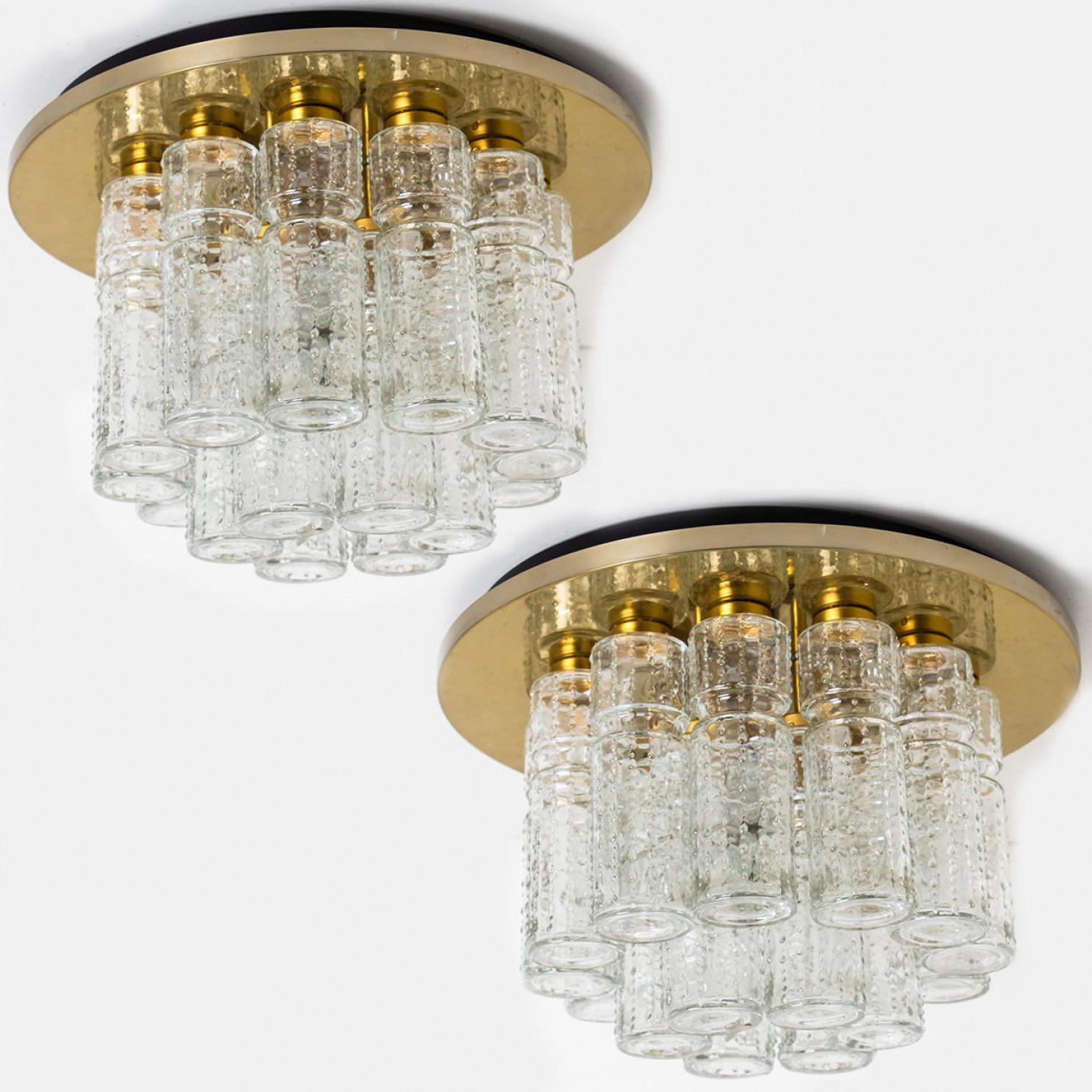 Flush Mount Chandelier by Boris Tabachoff with Hand Blow Glass Prisms, 1970 For Sale 4