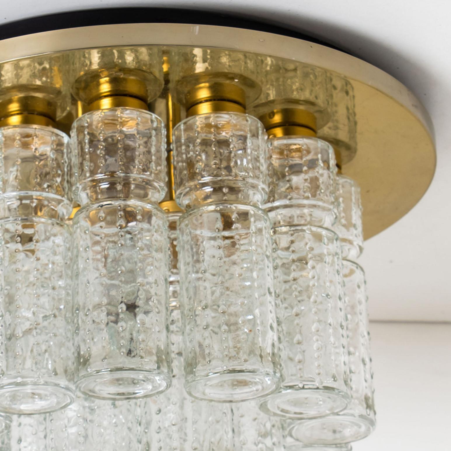 Flush Mount Chandelier by Boris Tabachoff with Hand Blow Glass Prisms, 1970 For Sale 5