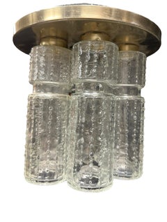 Lustre à poser ou suspendre encastré de Boris Tabachoff avec prismes en verre soufflé à la main, 1970