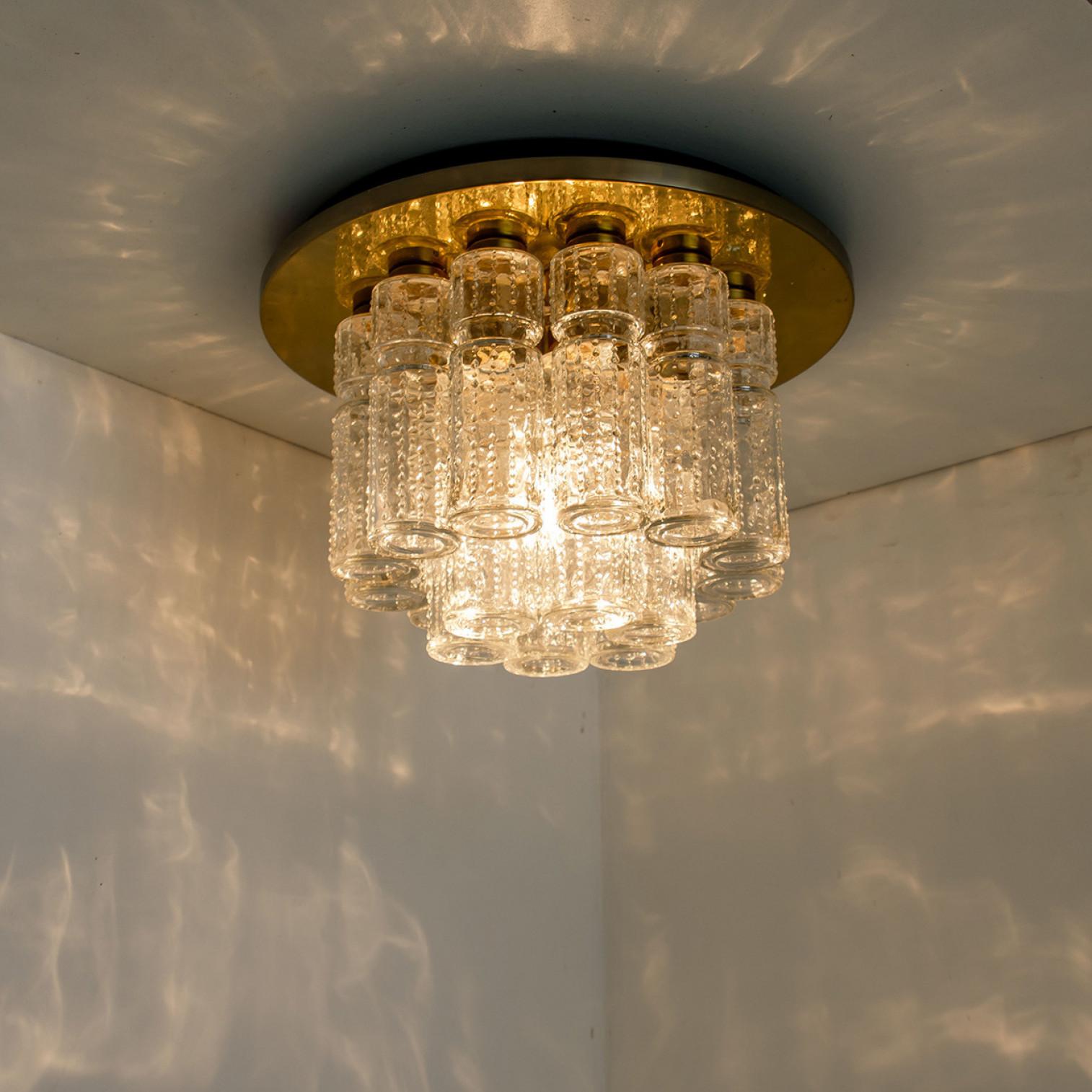 Tedesco Lampadario a incasso di Boris Tabachoff con prismi di vetro soffiati a mano, 1970 in vendita