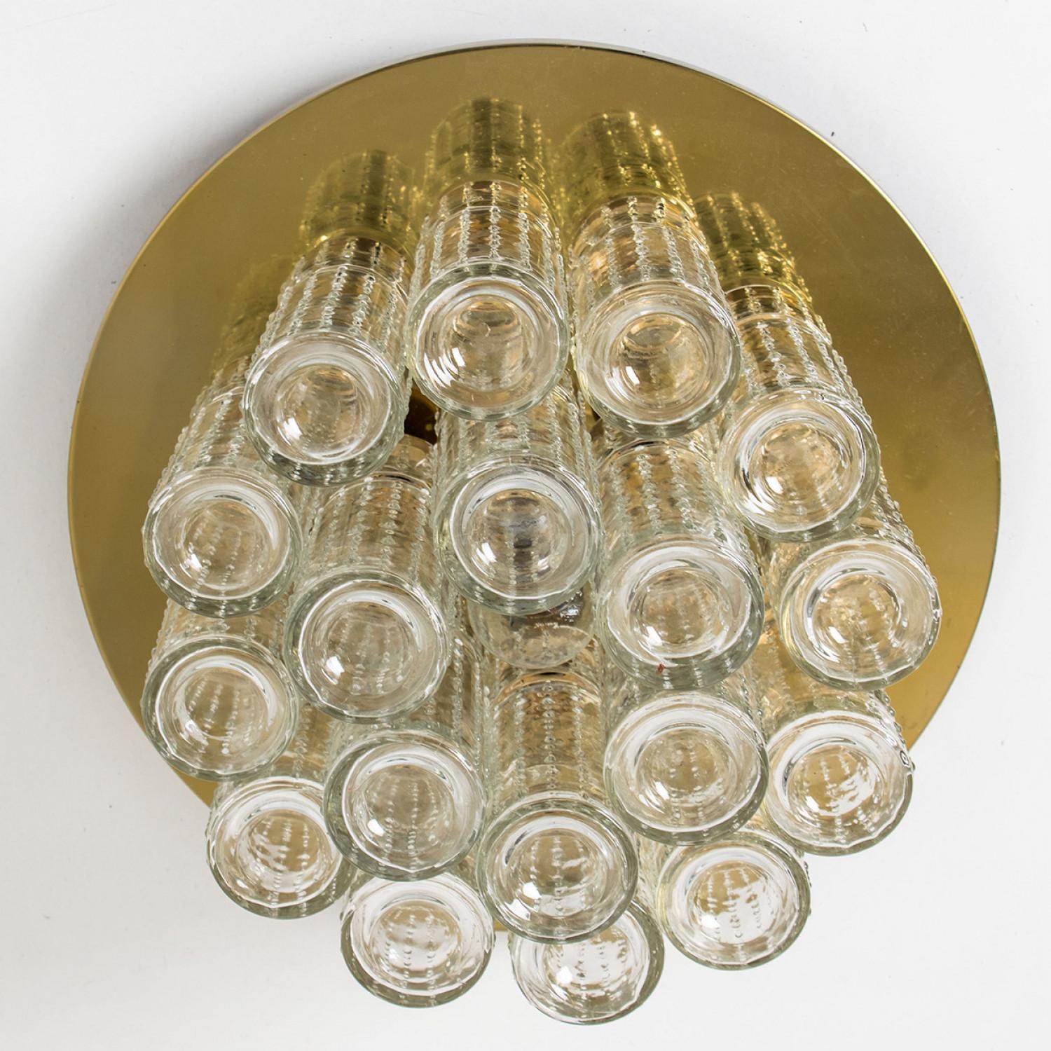 Other Flush Mount Chandelier by Boris Tabachoff with Hand Blow Glass Prisms, 1970 For Sale