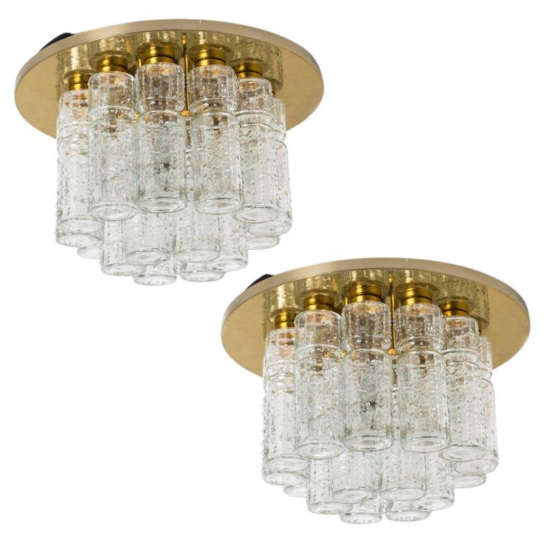 Flush Mount Chandelier by Boris Tabachoff with Hand Blow Glass Prisms